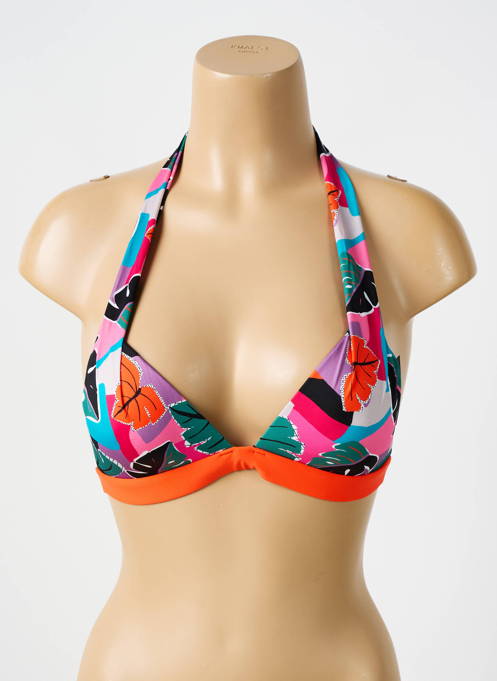 Maudymosi viršūnė tamprumas push-up liemenėlė su aukštu palaikymu oranžinė BIKINI BAR moteris
