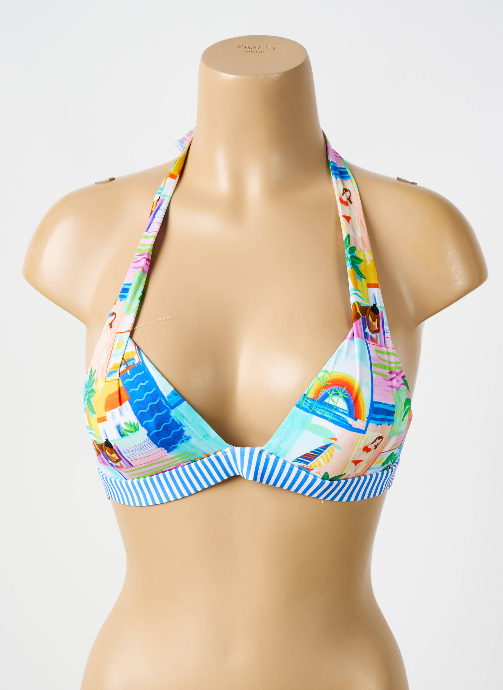 Maudymosi viršūnė tamprumas push-up liemenėlė su aukštu palaikymu mėlyna BIKINI BAR moteris