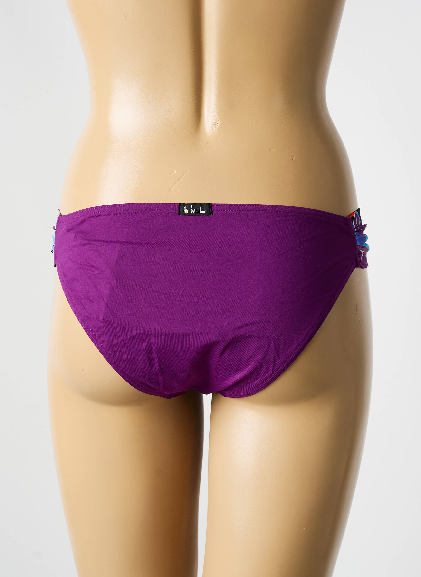 Maudymosi kelnaitės satino efektas bikini violetinis BIKINI BAR moteris