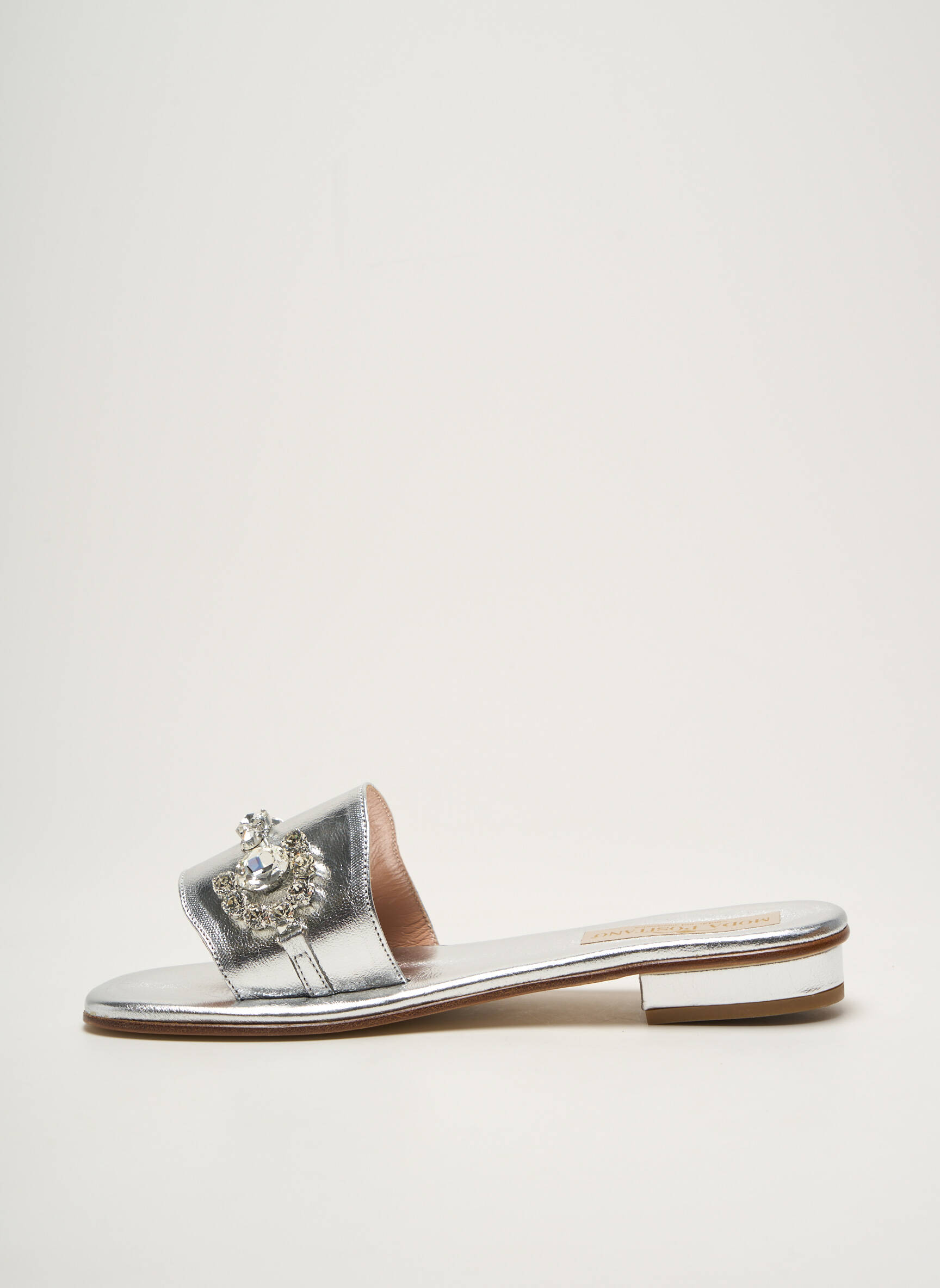Mule/sabotai lygus audinys plokščias kulnas iki 3 cm sidabrinė MODA POSITANO moteris