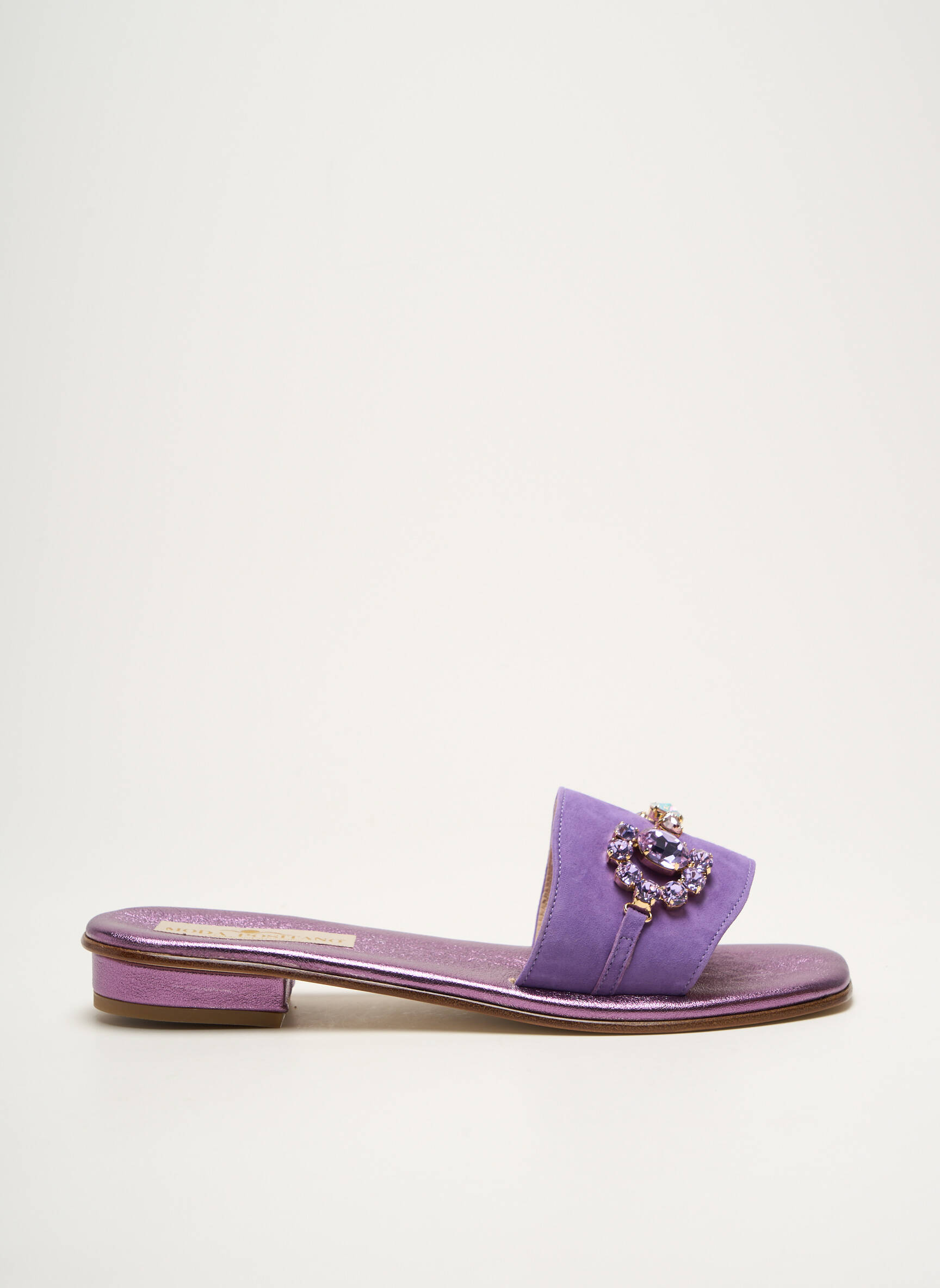 Mule/sabotai satino audinys plokščias kulnas iki 3 cm violetinis MODA POSITANO moteris