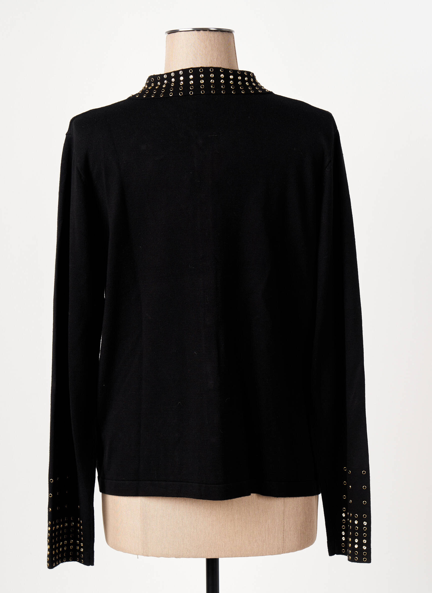 Ilgų rankovių liemenė priekinė mygtukų uždarymo sistema juodas LEO & UGO moteris