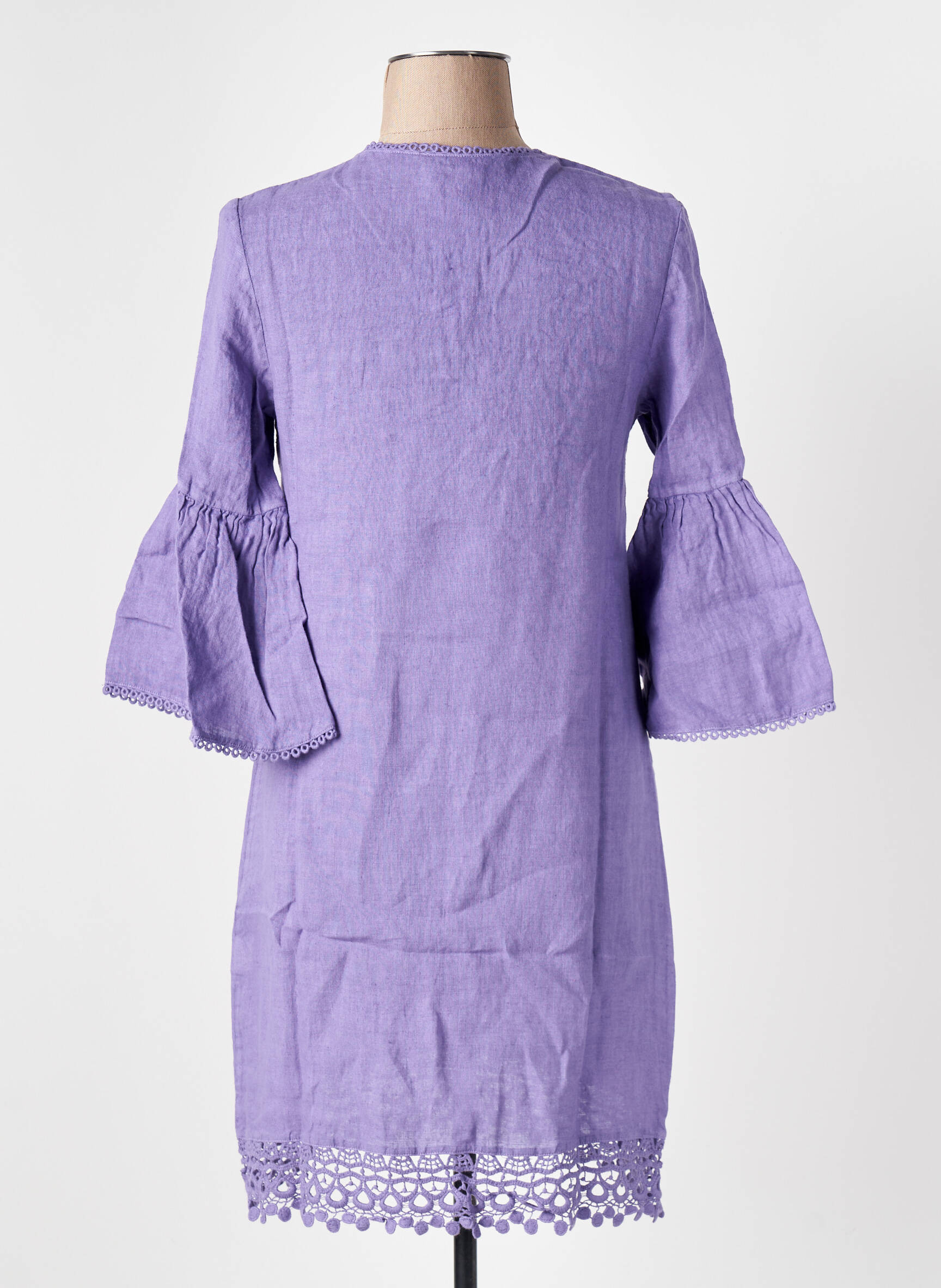 Pusilgių suknelė 3/4 rankovės 3/4 rankovės violetinis LE BOUDOIR D'EDOUARD moteris