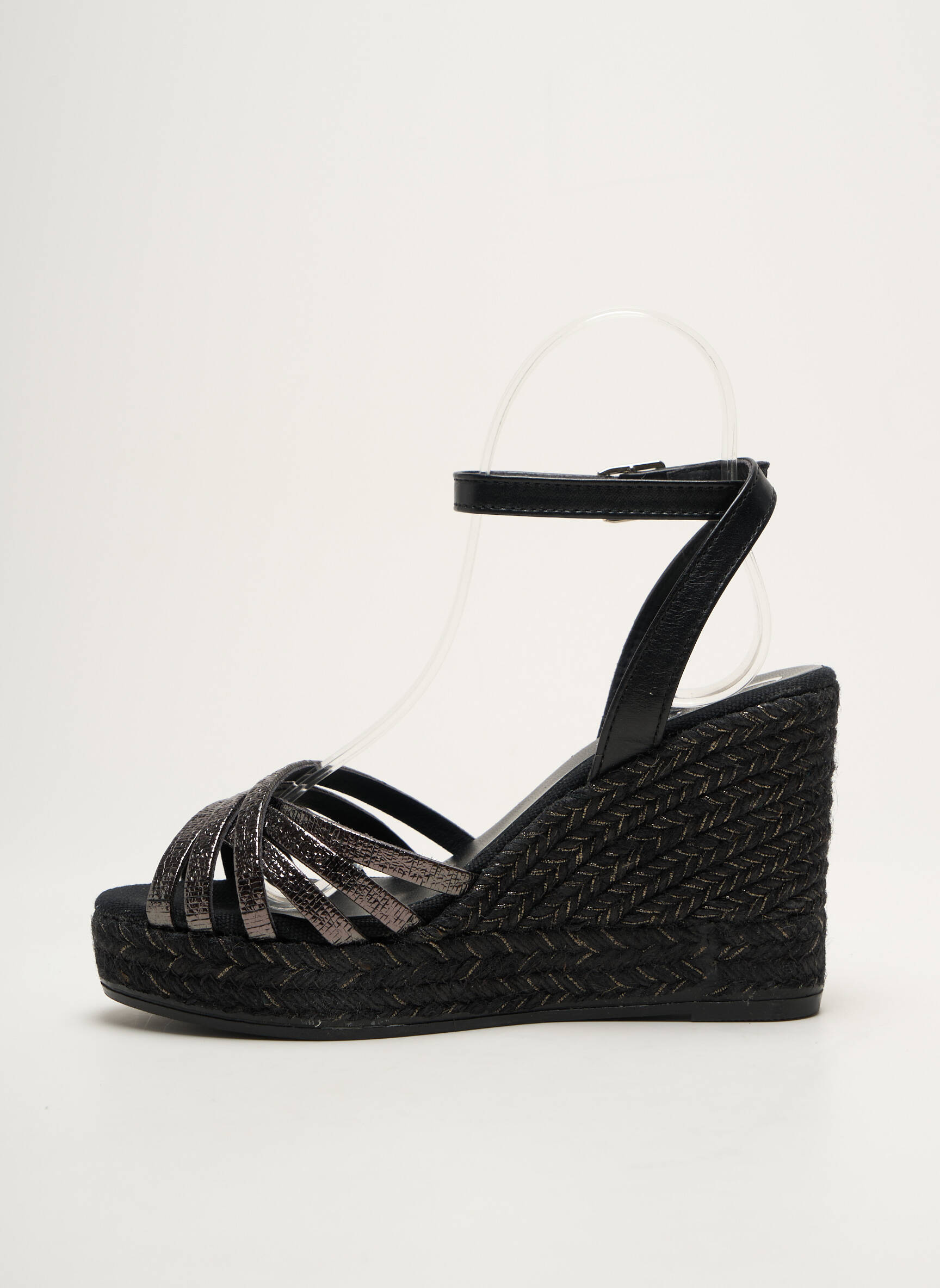 Espadrilės satino audinys kulnas nuo 7 iki 9 cm juodas KANNA moteris