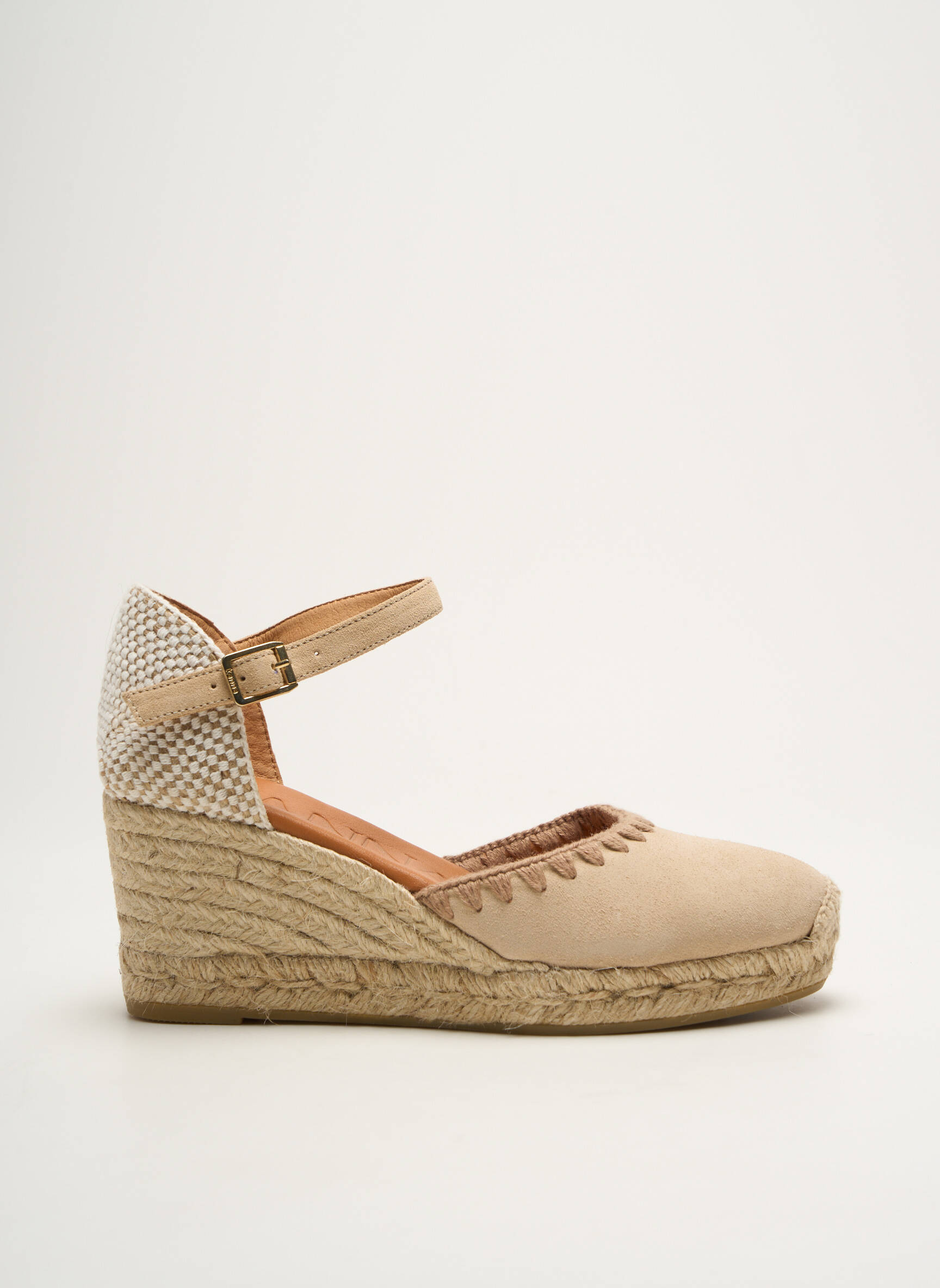 Espadrilės apvalus mygtukas kulnas nuo 4 iki 6 cm bežinis KANNA moteris