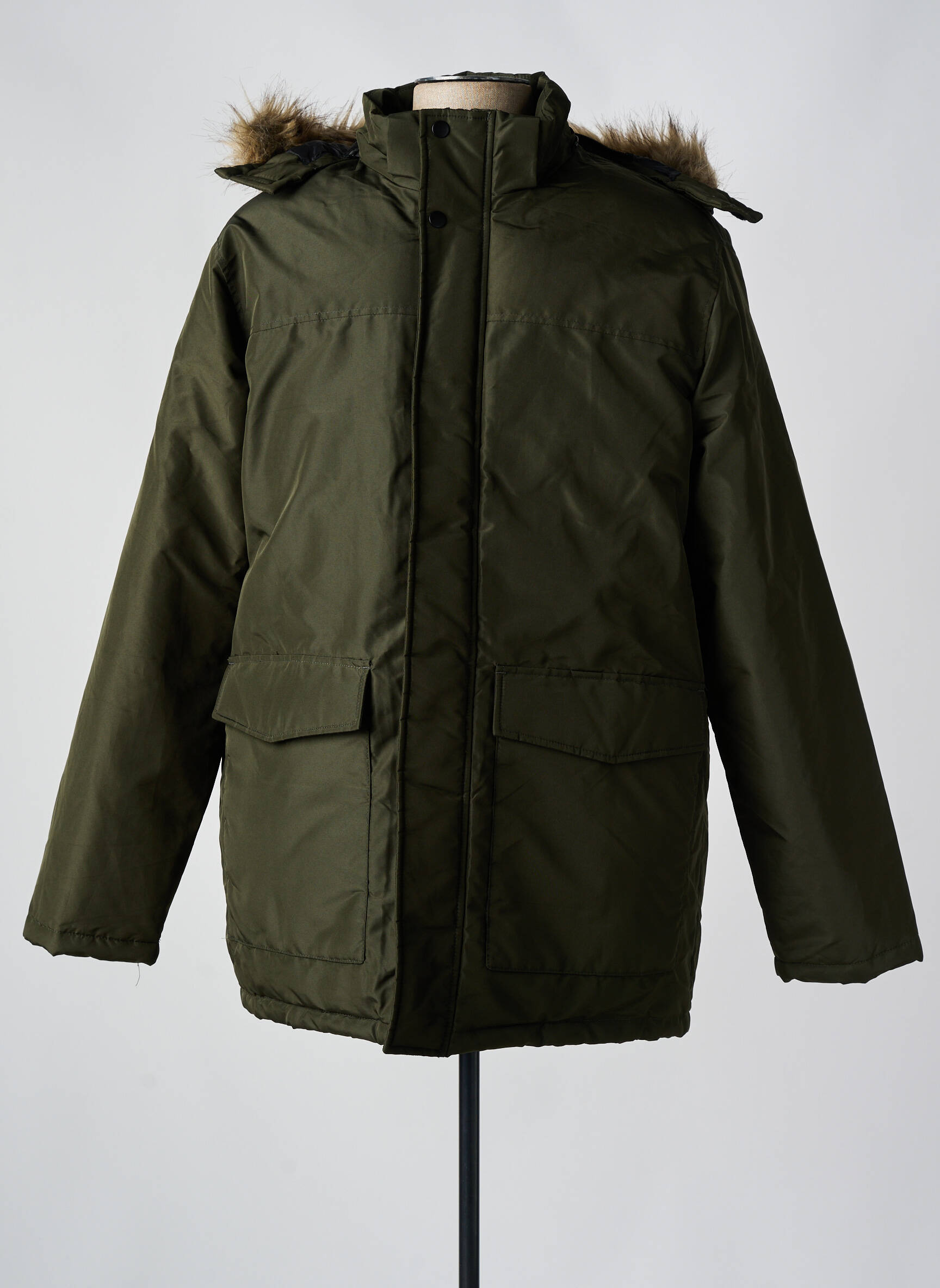 Pūkinė striukė ilgos rankovės su gobtuvu žalias JACK & JONES vyras