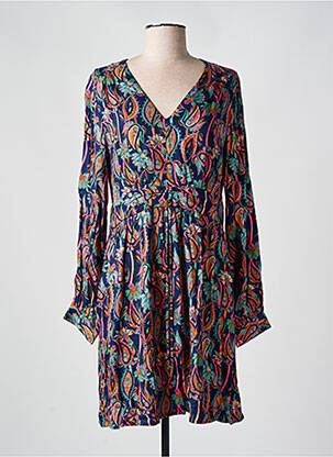 Trumpa suknelė išplatėjusi kirpimas ilgos rankovės mėlyna LOLA ESPELETA moteris