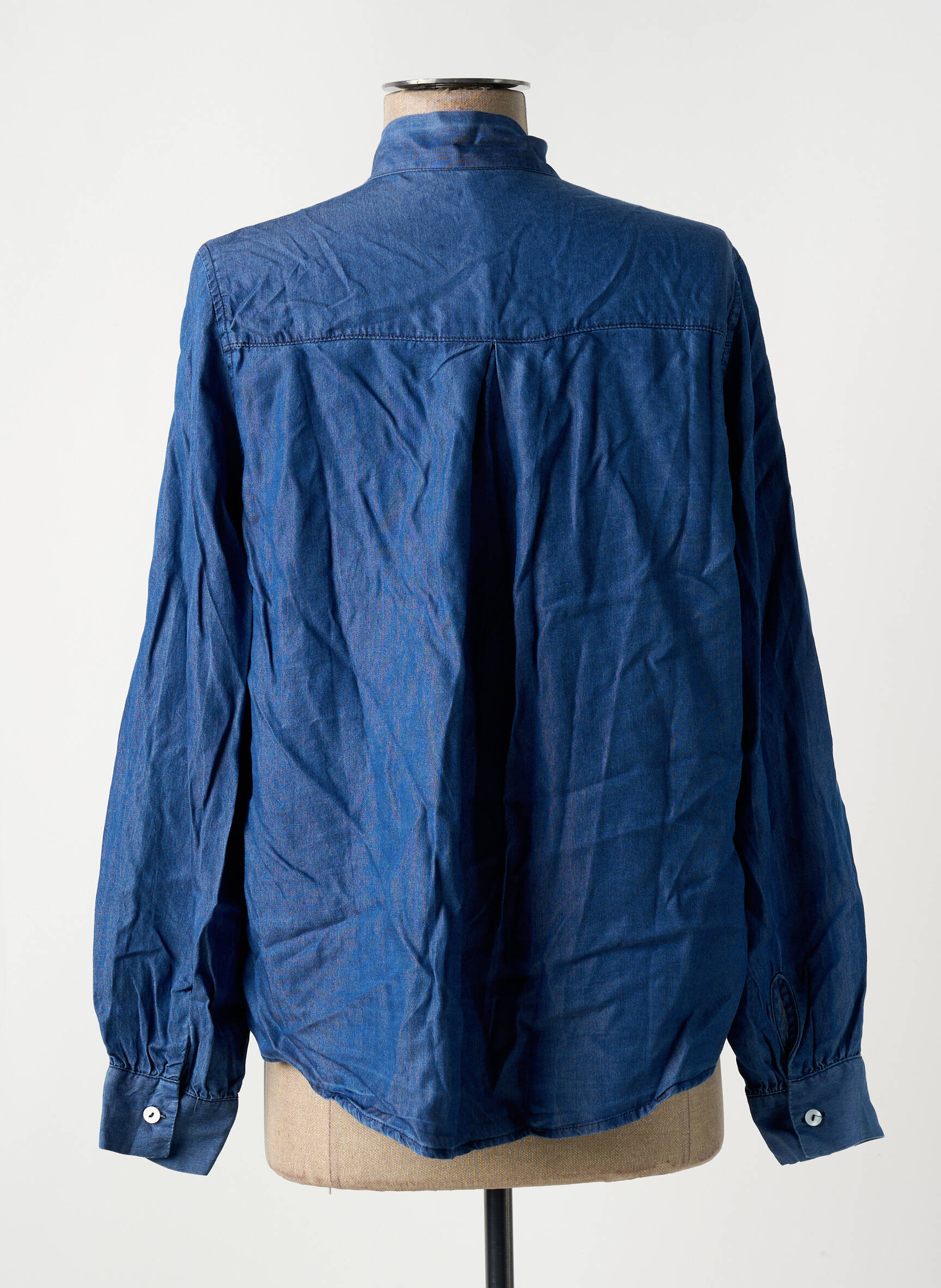 Moteriškas marškinys centrinė iškirptė ilgos rankovės mėlyna ORAIJE moteris