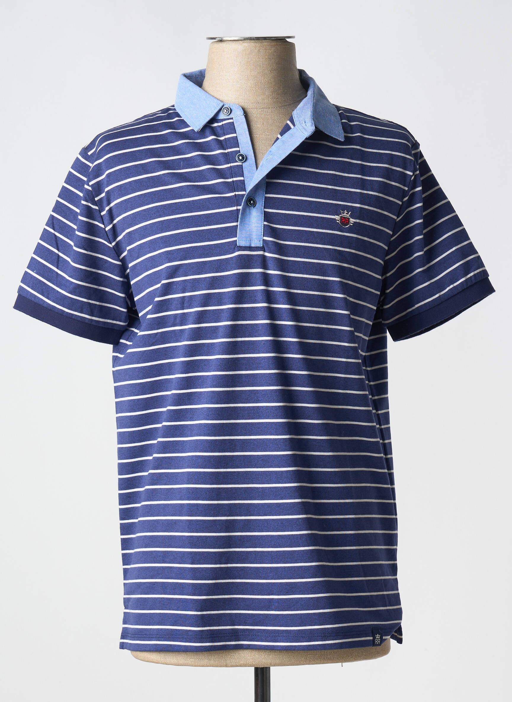 Polo jersey audinys trumpas rankovės mėlyna REVER MILE vyras