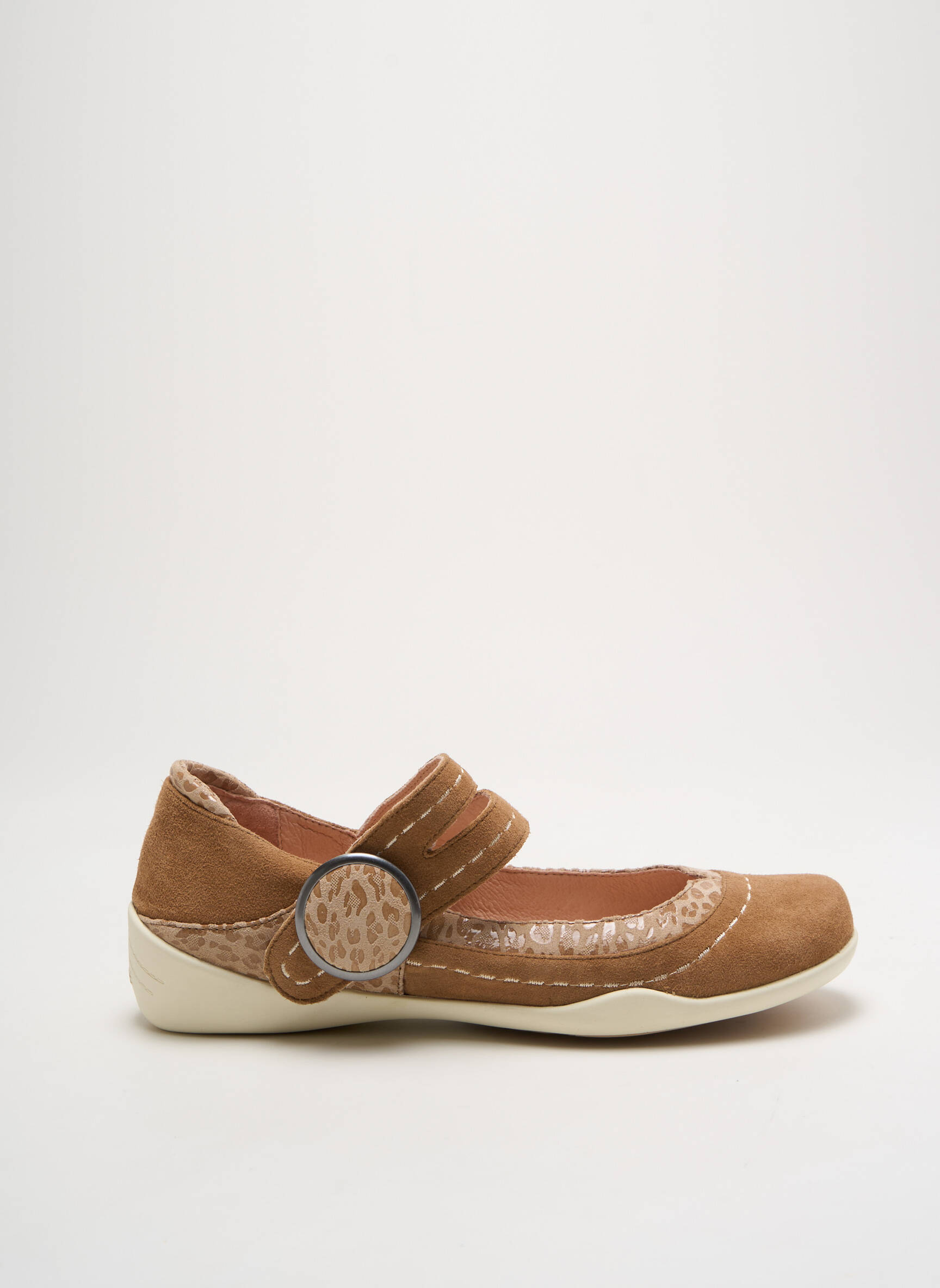 Balerinos velcro užsegimas plokščias kulnas iki 3 cm rudas FUGITIVE BY FRANCESCO ROSSI moteris
