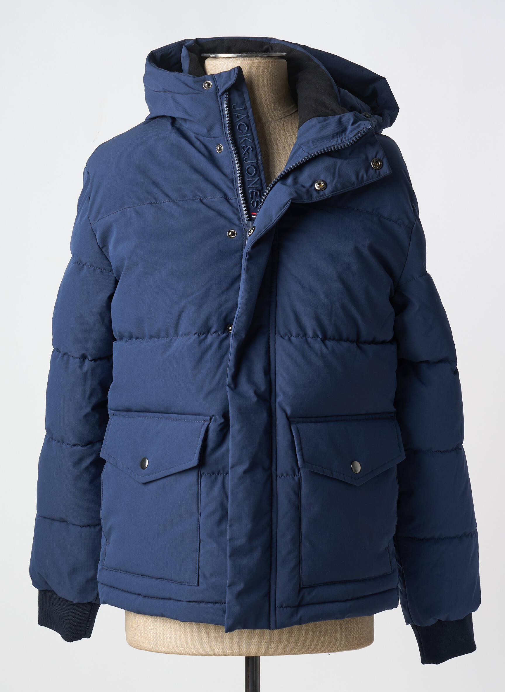 Pūkinė striukė ilgos rankovės su gobtuvu mėlyna JACK & JONES vyras