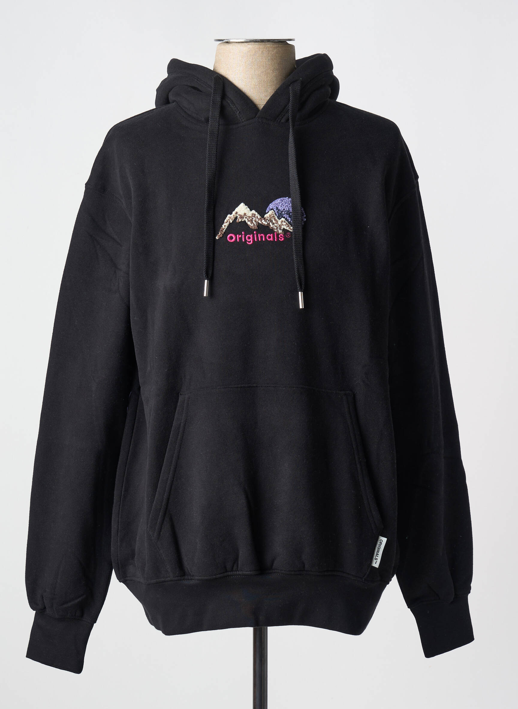 Kapišonas siuvinėjimas ilgos rankovės juodas JACK & JONES vyras