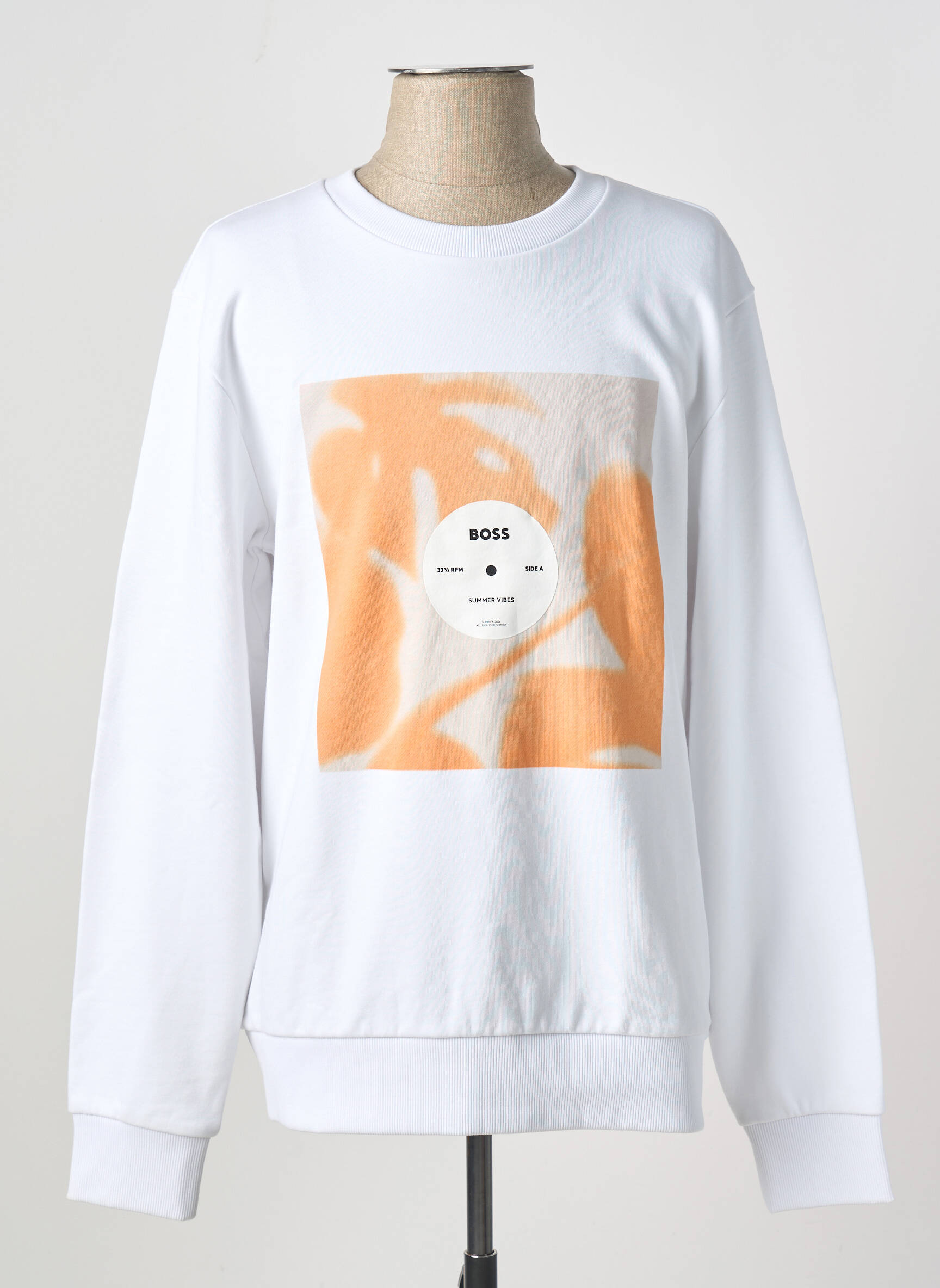 Mikroskopas floqué serigrafija ilgos rankovės baltas HUGO BOSS vyras