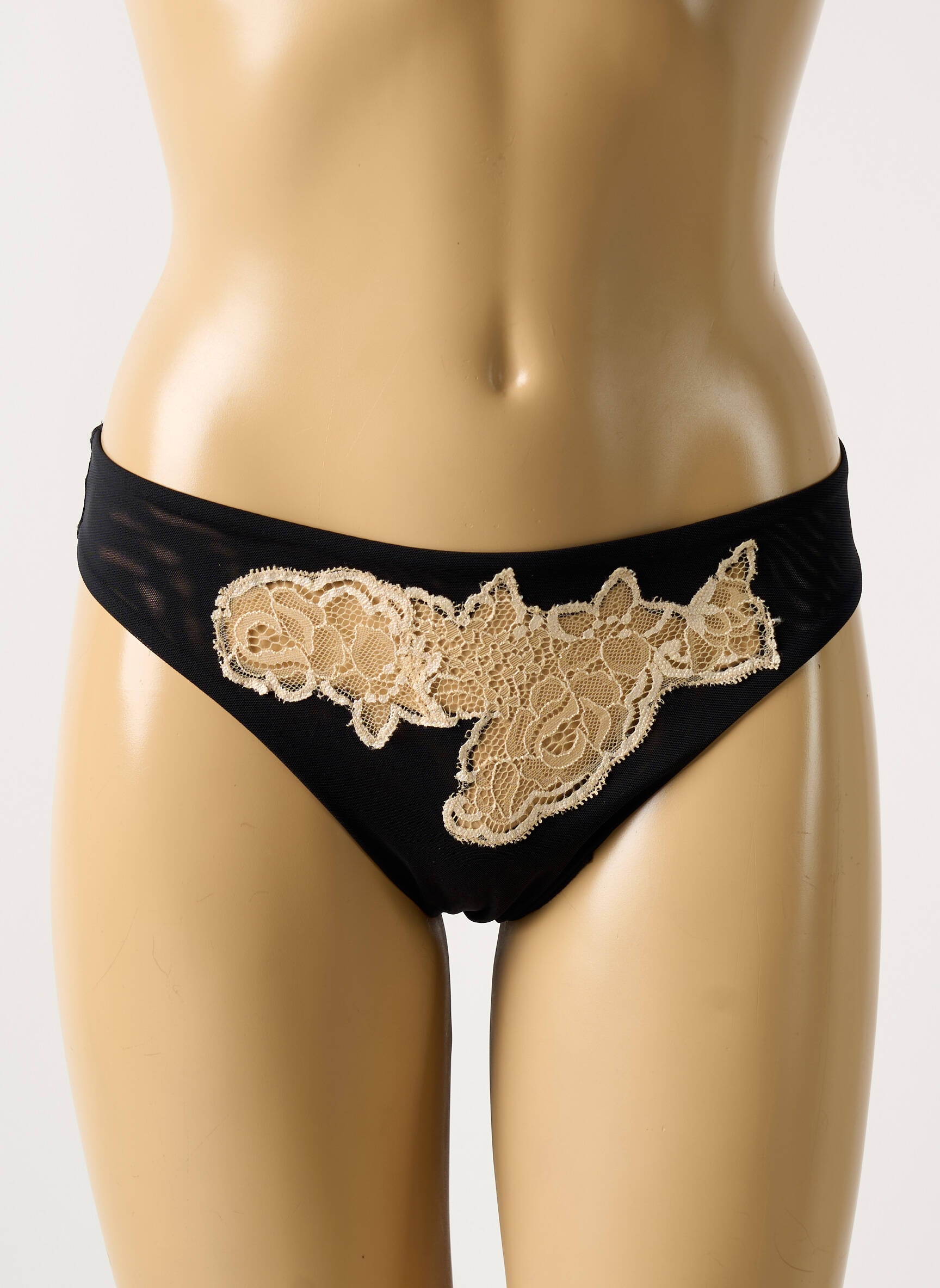 Tanga nėrinių audimas juodas COTTON CLUB moteris