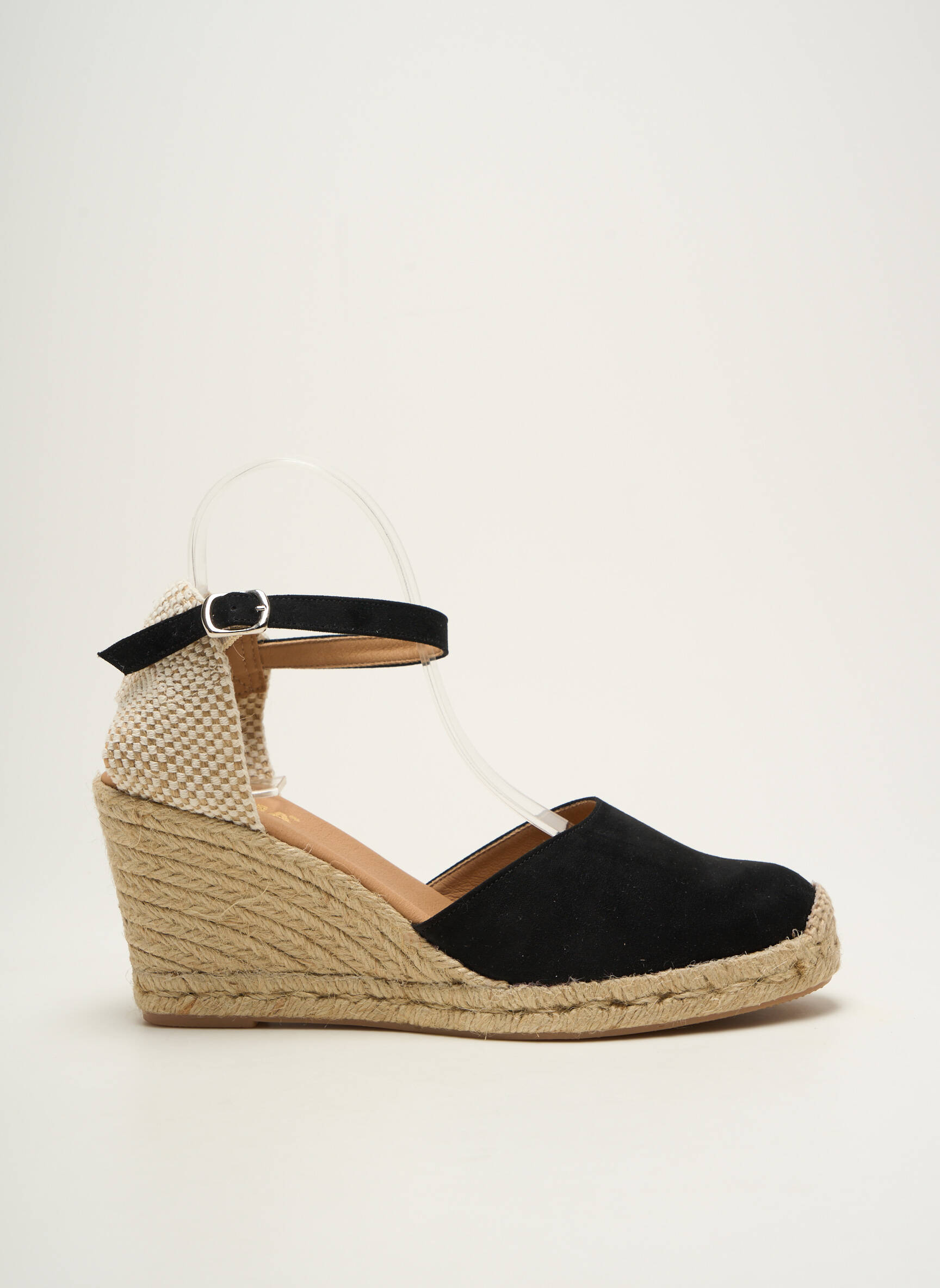 Espadrilės nubuko audinys kulnas nuo 7 iki 9 cm juodas EMMA moteris