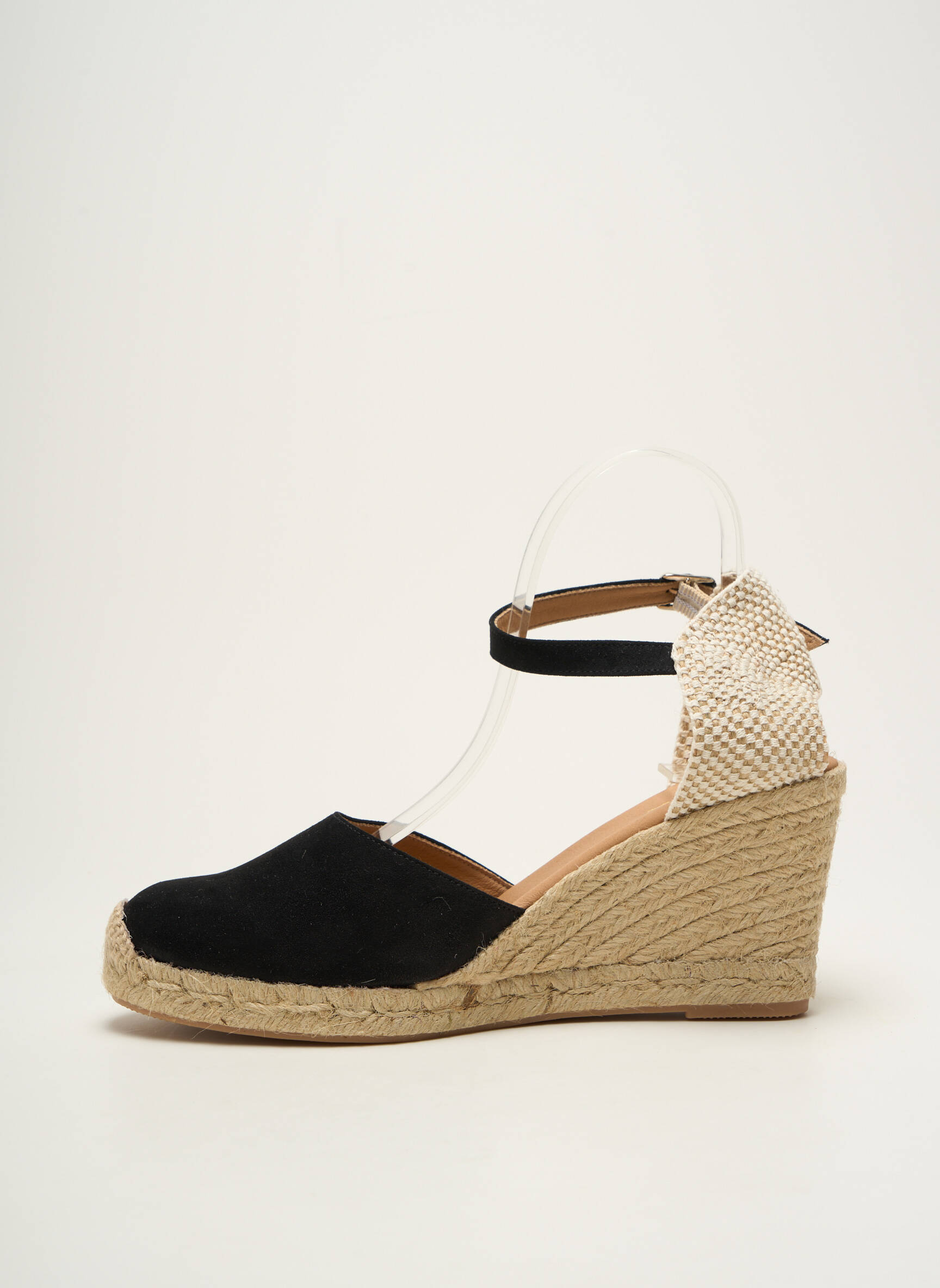 Espadrilės nubuko audinys kulnas nuo 7 iki 9 cm juodas EMMA moteris