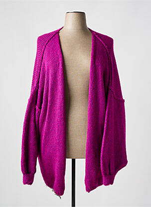 Ilgų rankovių liemenė megztas audinys violetinis TRICOT STATION moteris