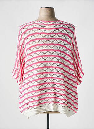 Megztinis ažūrinė tinklinė medžiaga 3/4 rankovės rožinė TRICOT STATION moteris