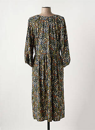Pusilgių suknelė gėlių raštas 3/4 rankovės juodas GEISHA moteris