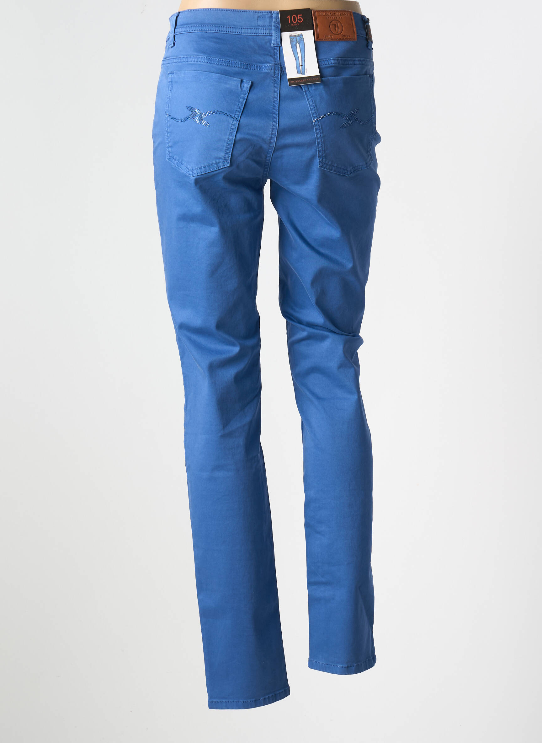 Lieknos kelnės popelinos audinys, kuris pasižymi lygiu ir tankiu paviršiumi. normala dydis mėlyna TRUSSARDI JEANS moteris