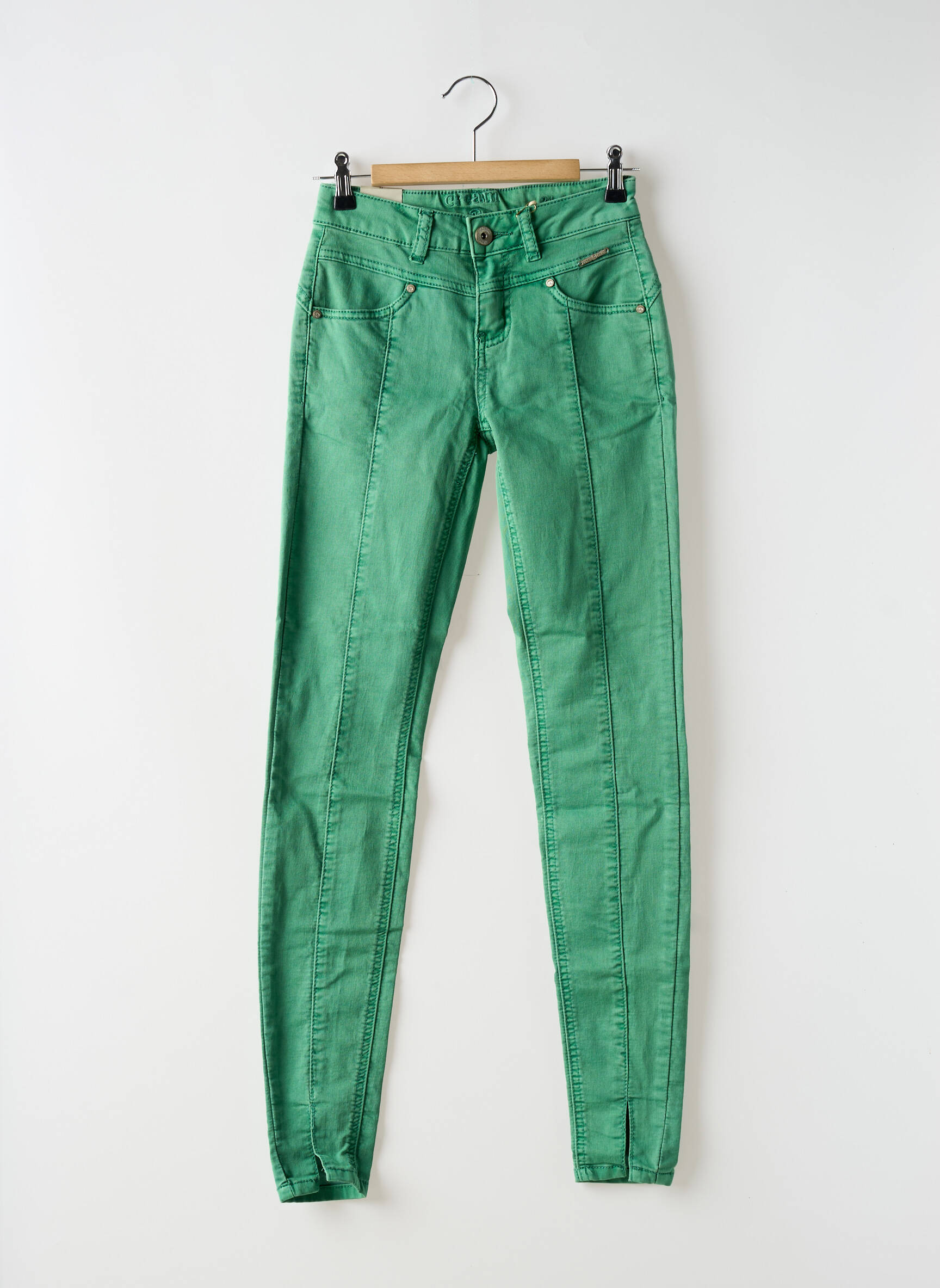 Pantalon lieknas aukšta talija žalias CREAM moteris