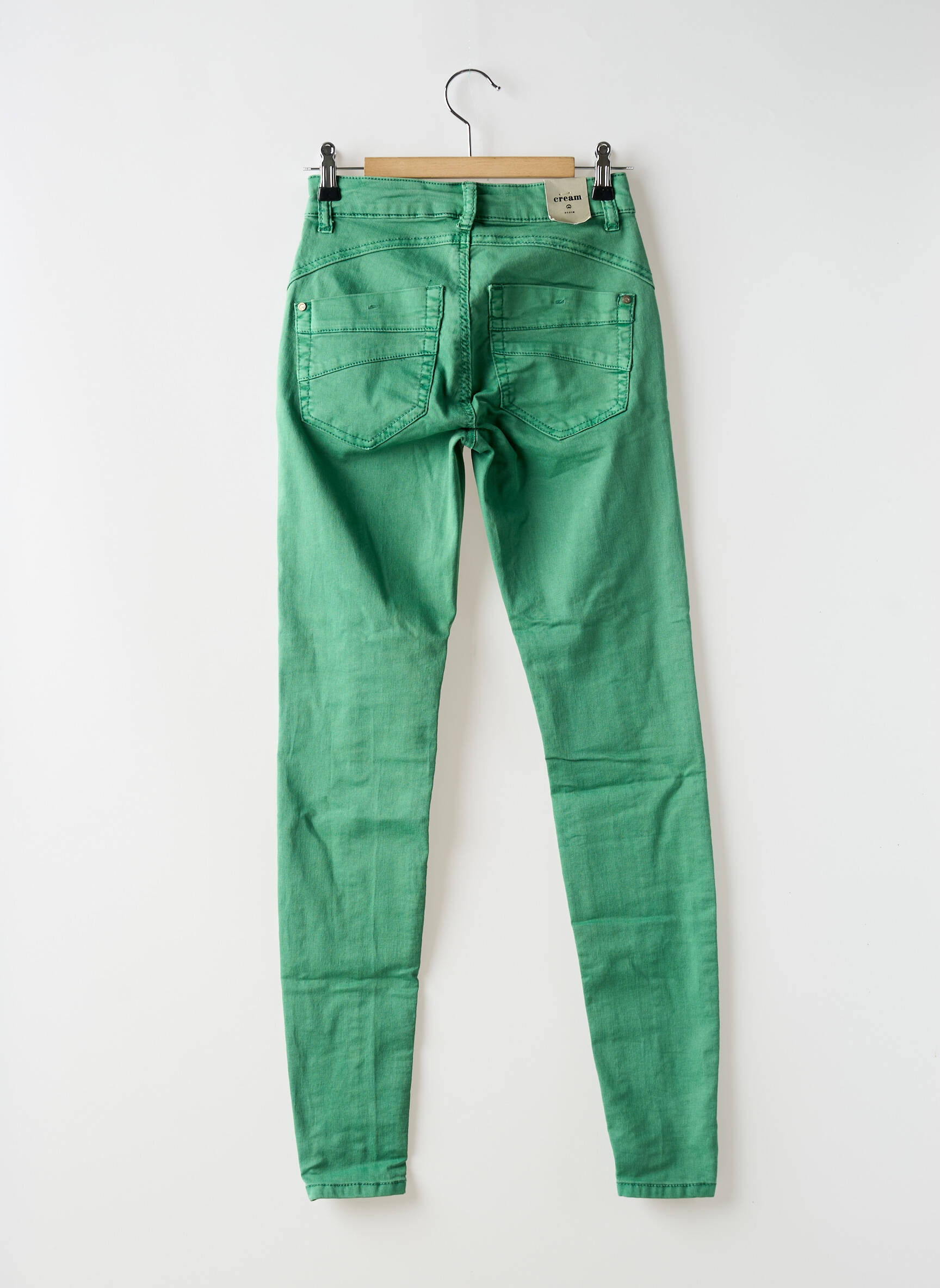 Pantalon lieknas aukšta talija žalias CREAM moteris