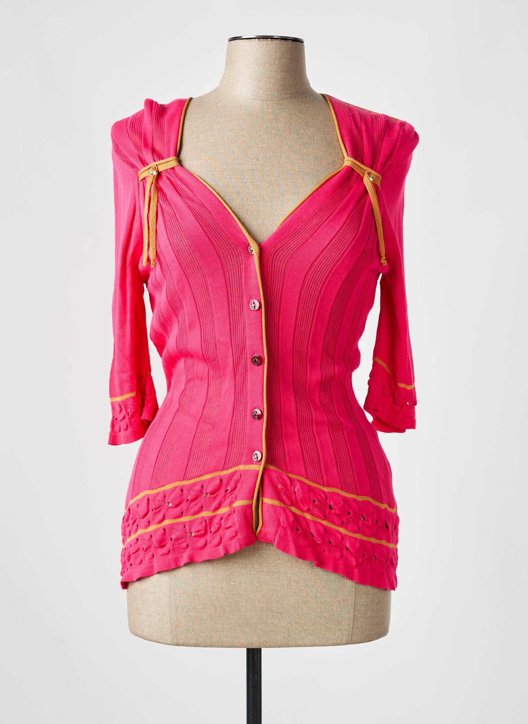 Ilgų rankovių liemenė 3/4 rankovės rožinė TRICOT CHIC moteris