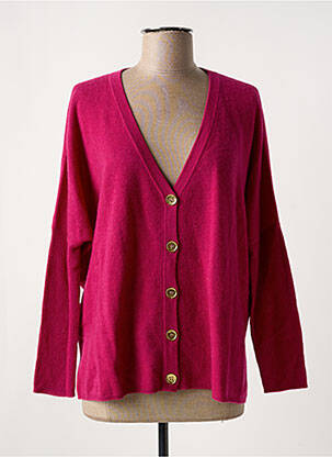 Ilgų rankovių liemenė priekinė mygtukų uždarymo sistema violetinis ABSOLUT CASHMERE moteris