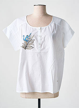 Bluzonai popelinos audinys, kuris pasižymi lygiu ir tankiu paviršiumi. trumpas rankovės baltas AGATHE & LOUISE moteris