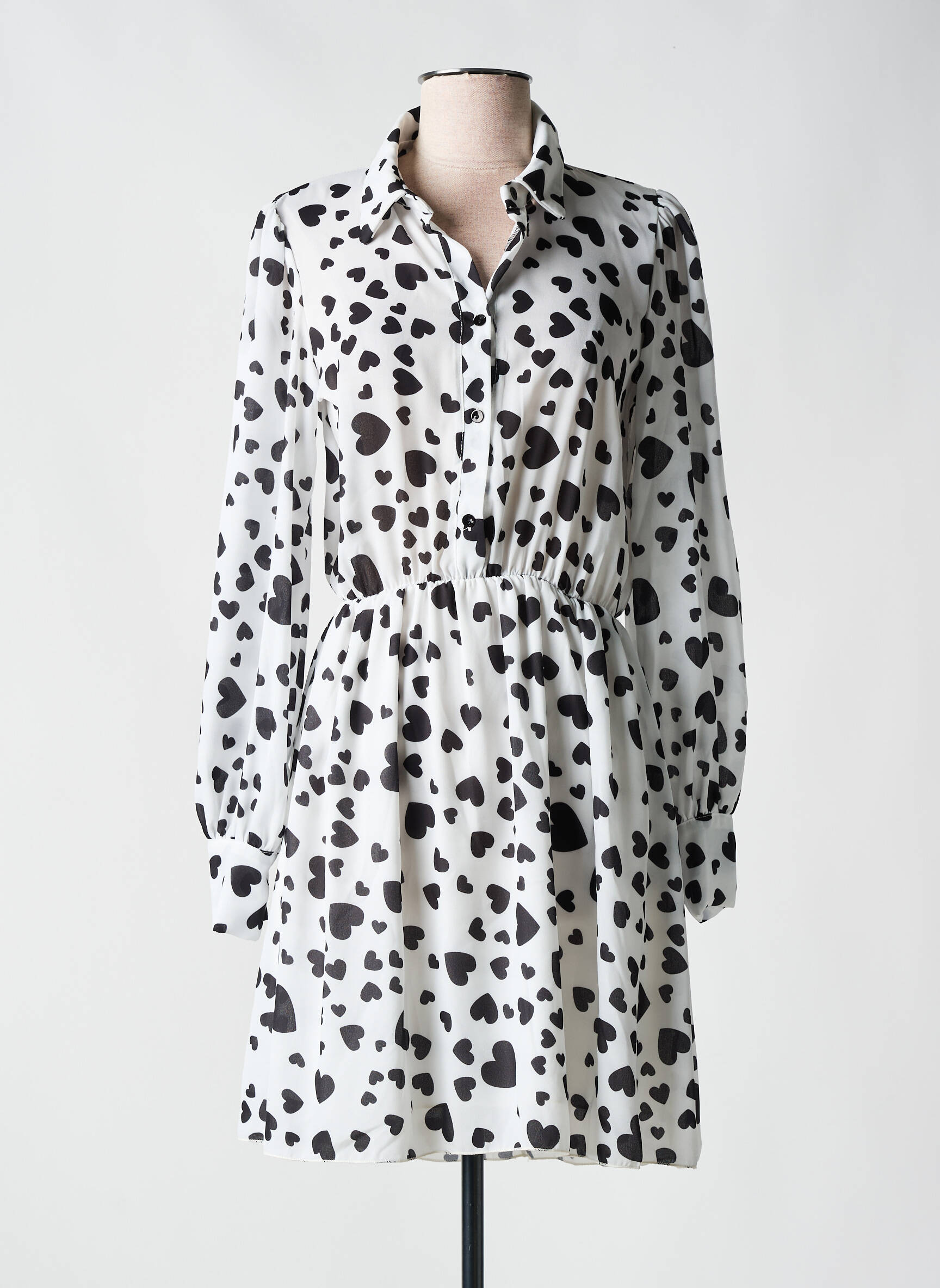 Pusilgių suknelė fantazijos raštas ilgos rankovės baltas RINASCIMENTO moteris