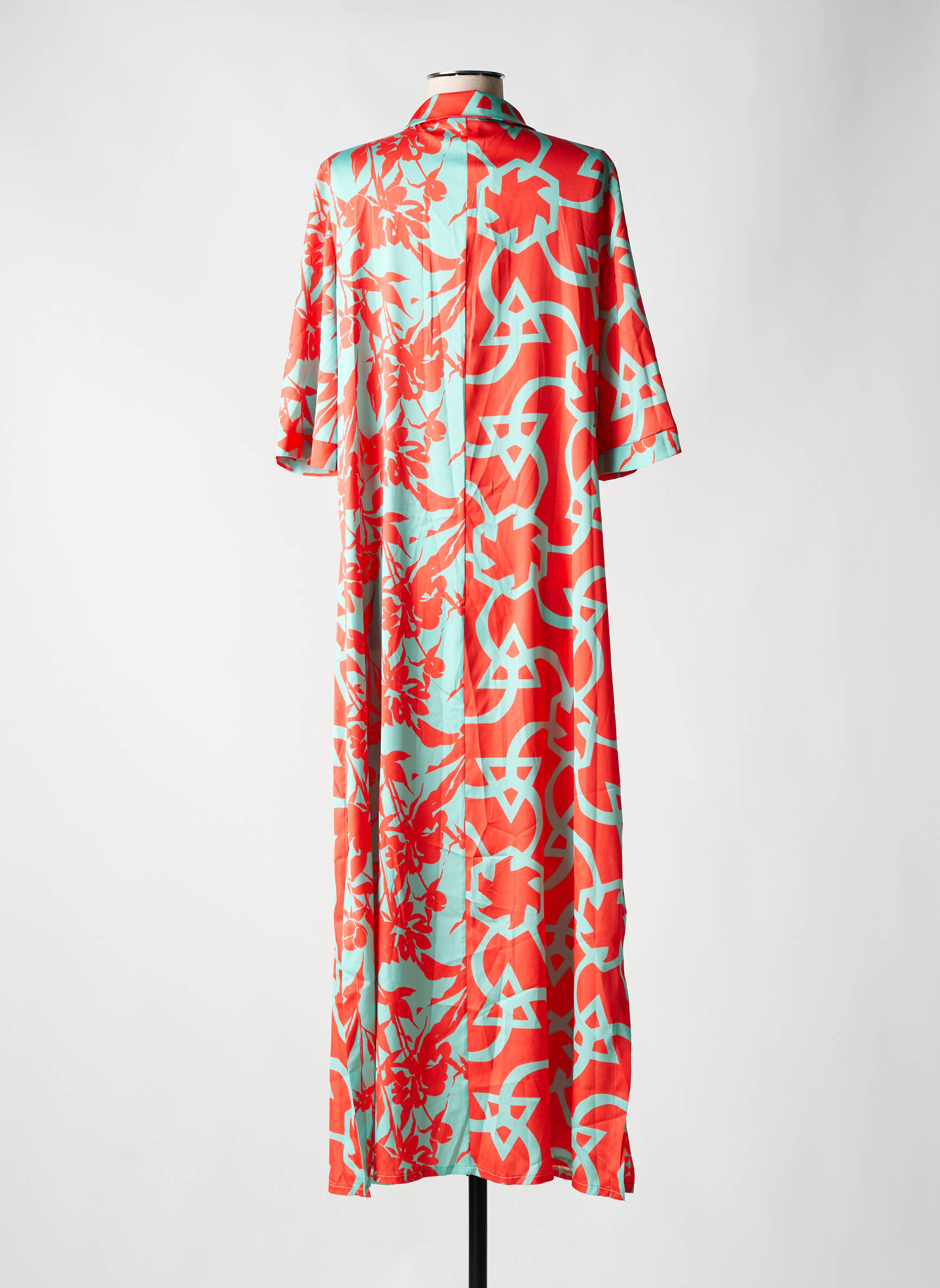 Ilga suknelė fantazijos raštas trumpas rankovės raudona AN II VITO moteris