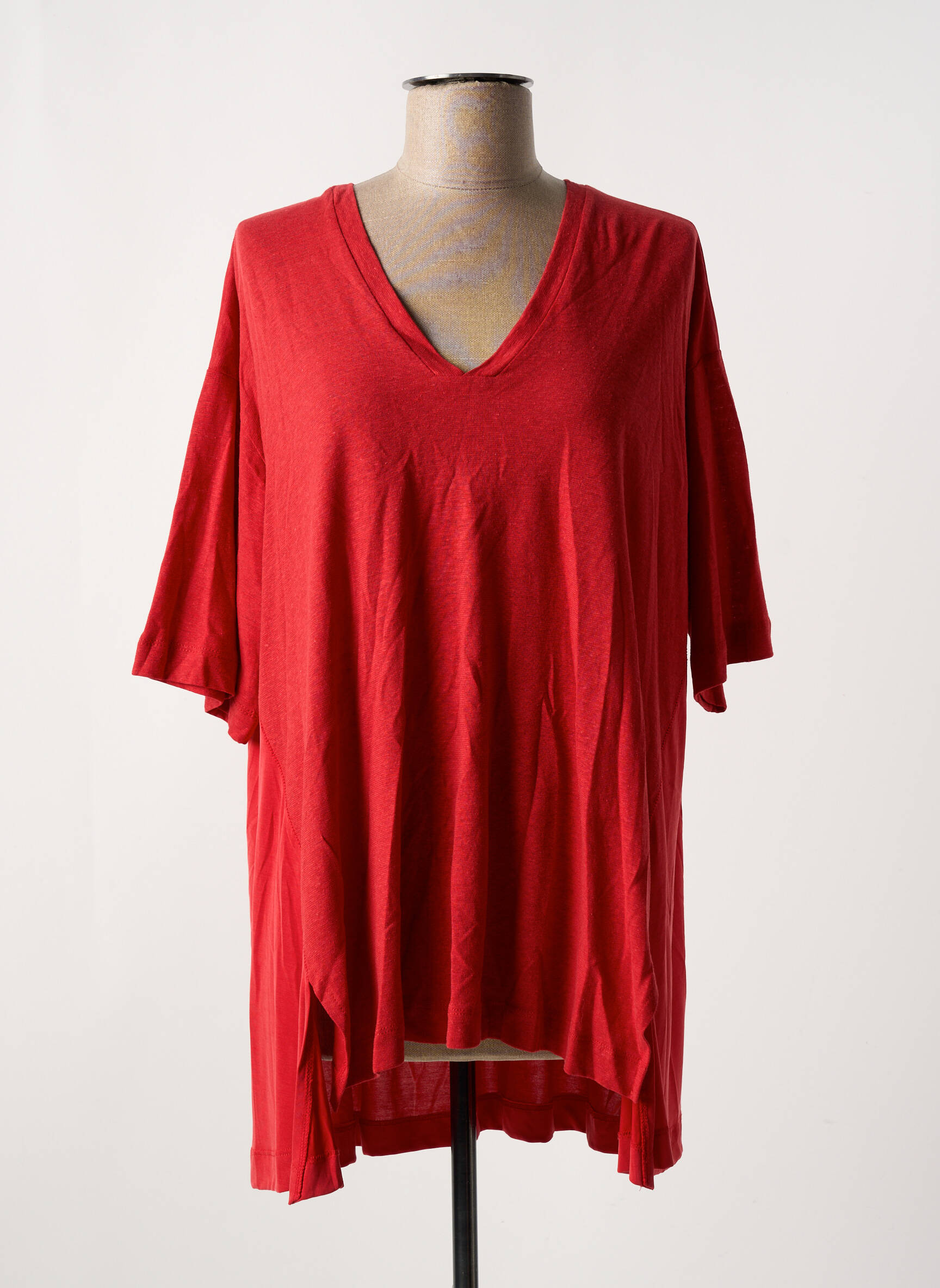 T-marškinys 3/4 rankovės 3/4 rankovės raudona OZAI N KU moteris