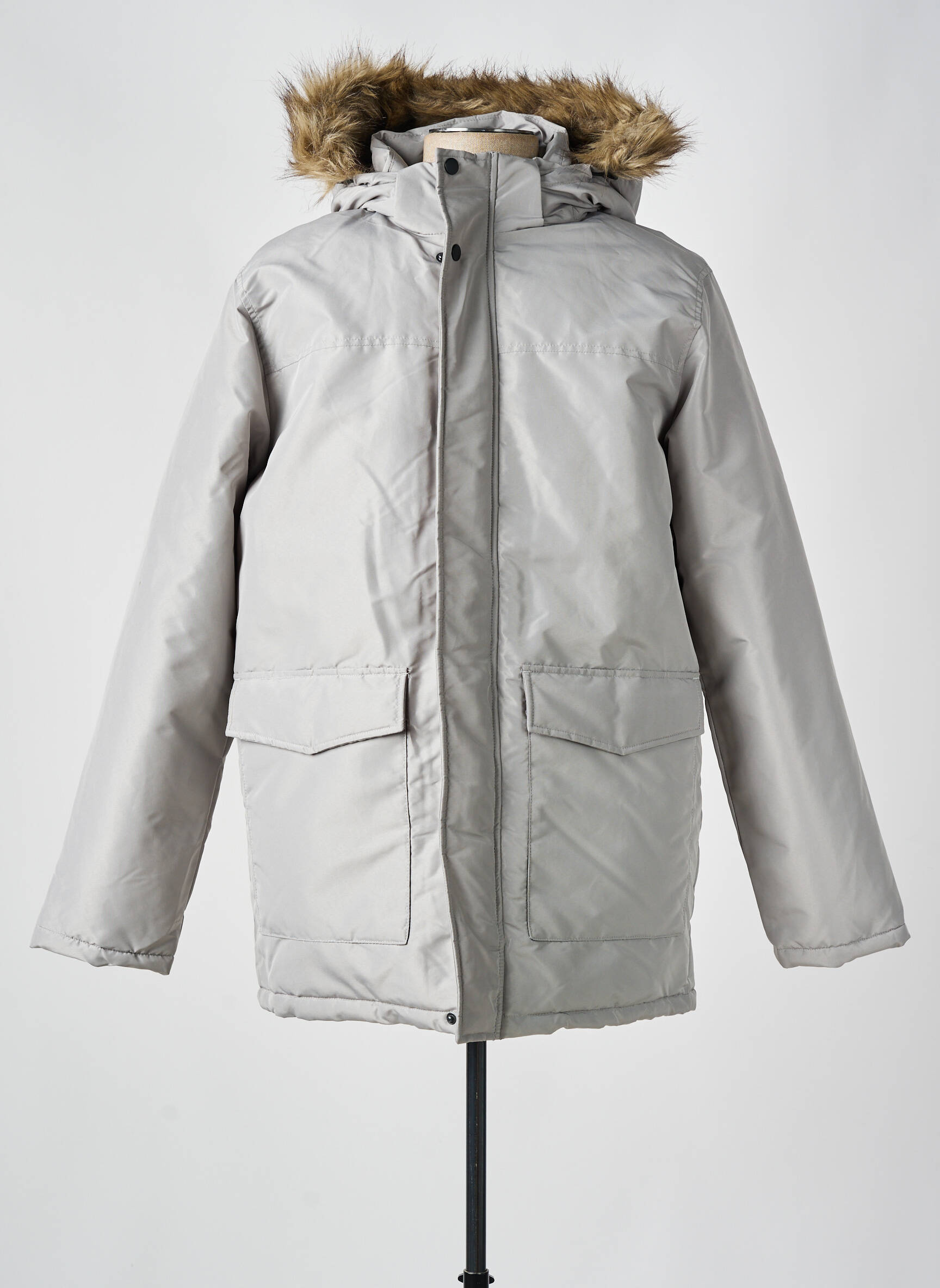 Parka vidinė apdaila su satiniu pamušalu su gobtuvu pilka JACK & JONES vyras