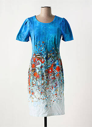 Pusilgių suknelė gėlių raštas trumpas rankovės mėlyna DOLCEZZA moteris
