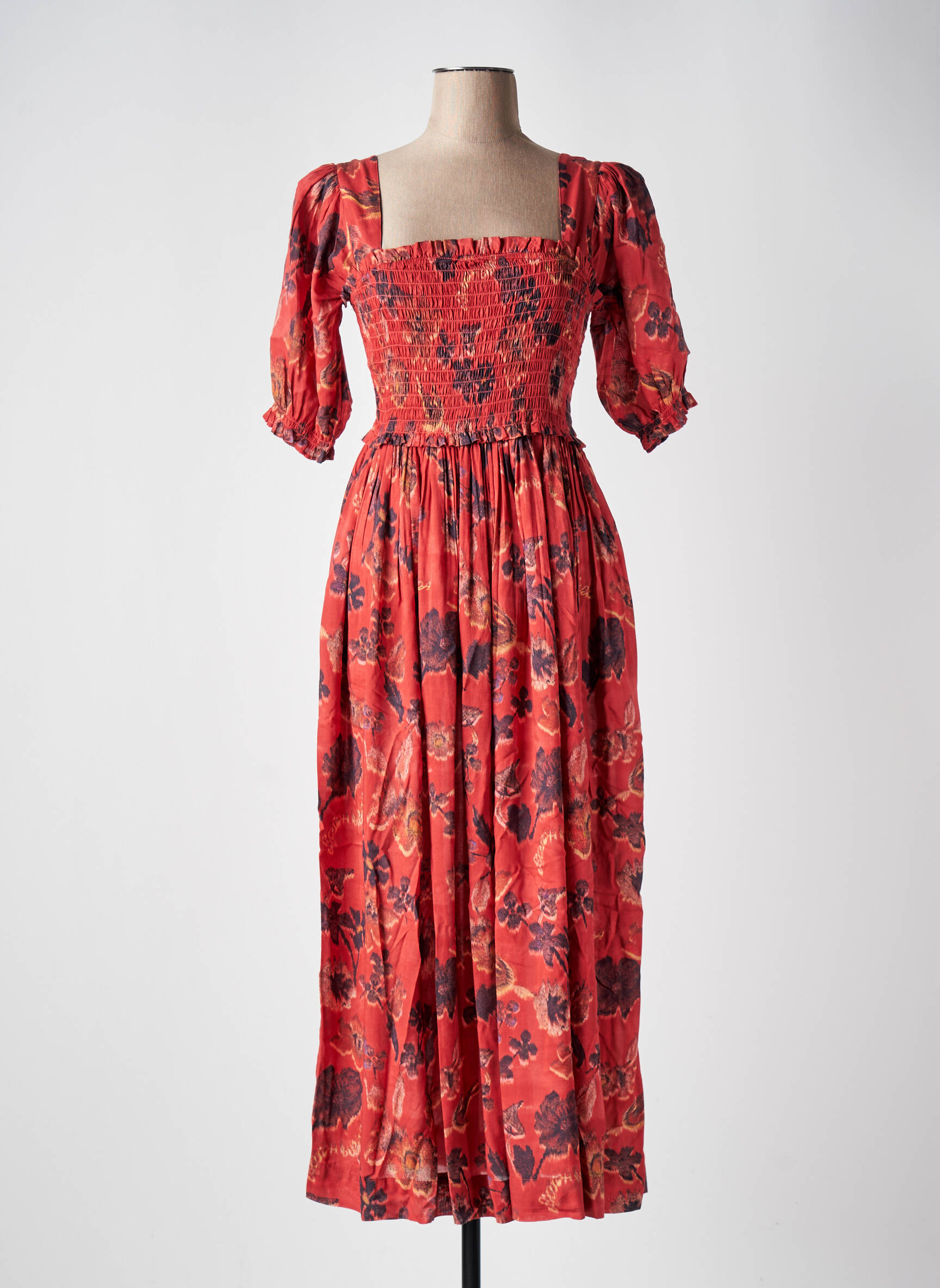 Ilga suknelė fantazijos raštas 3/4 rankovės oranžinė SCOTCH & SODA moteris