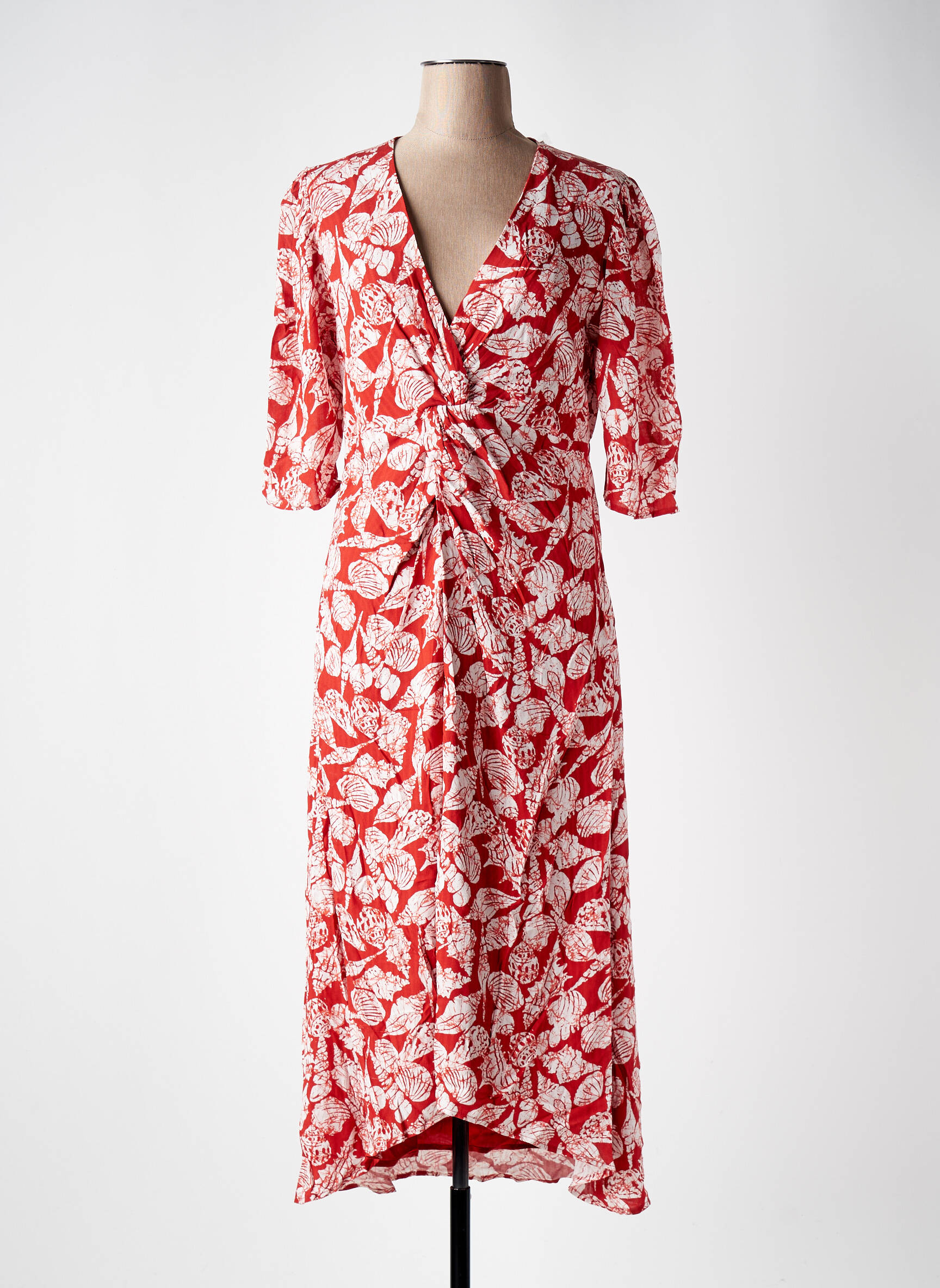 Ilga suknelė centrinė iškirptė 3/4 rankovės oranžinė SCOTCH & SODA moteris