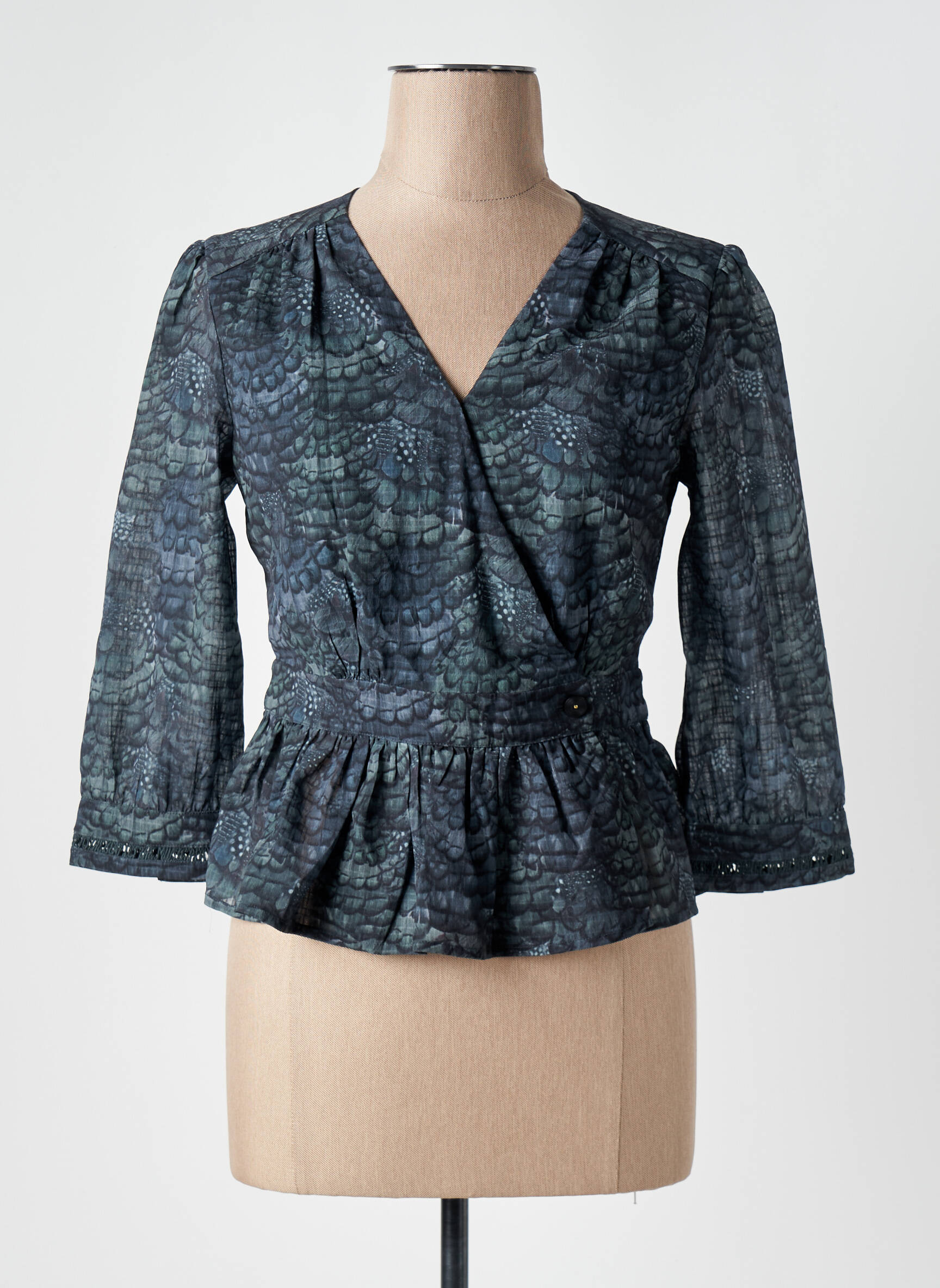 Moteriškas marškinys centrinė iškirptė 3/4 rankovės žalias SCOTCH & SODA moteris