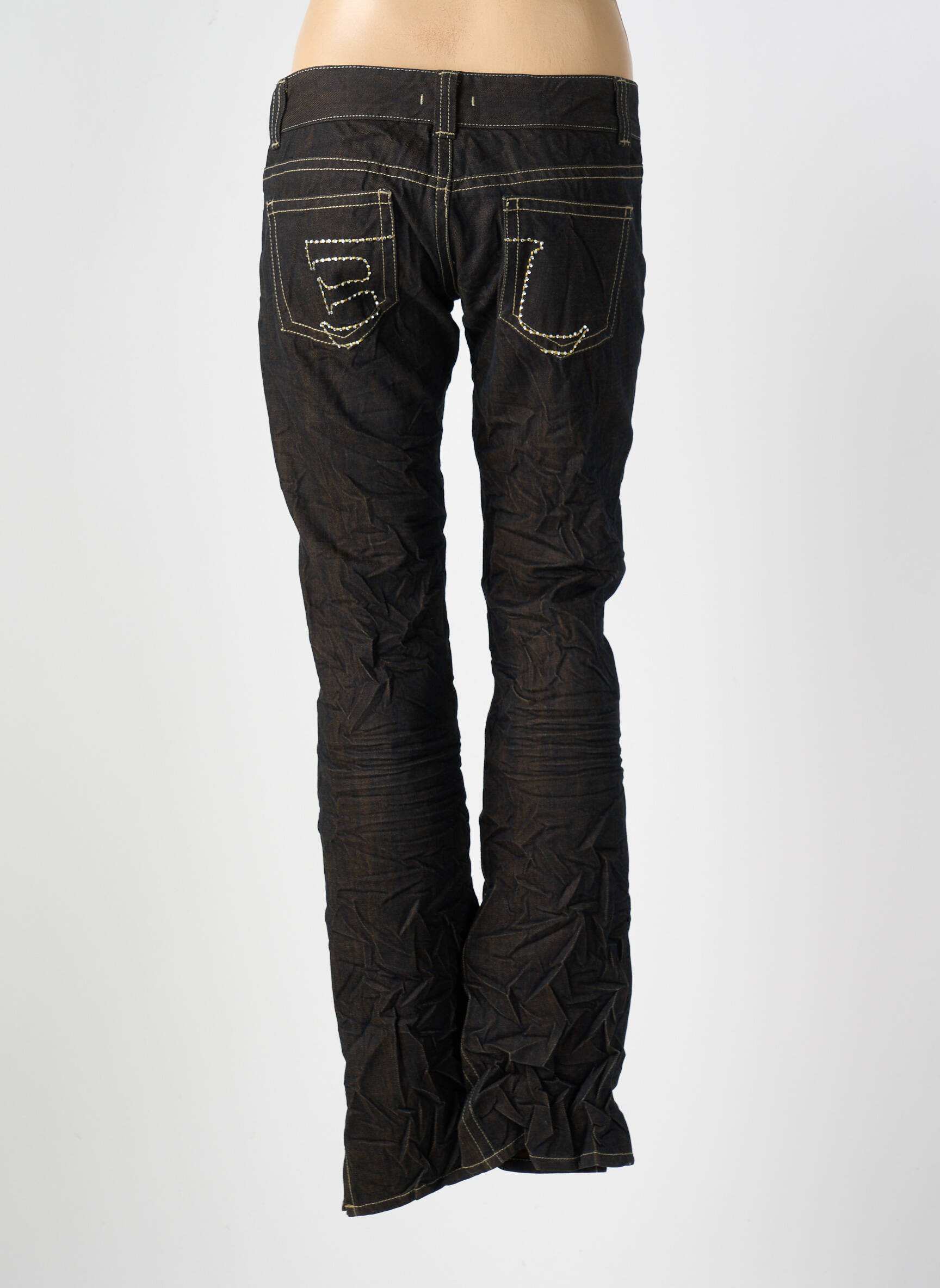 Lieknos džinsai nusidėvėjęs ir išblukęs efektas juodas E&L moteris