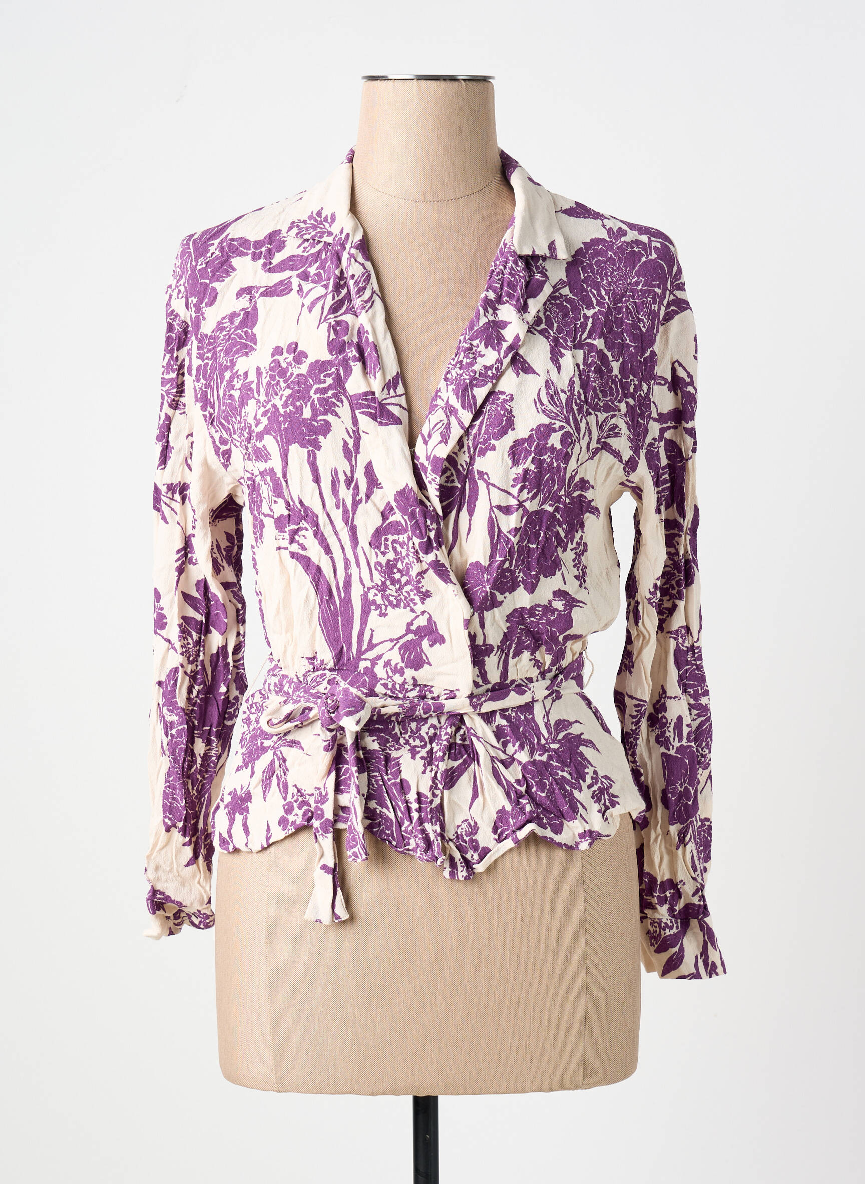 Viršūnė centrinė iškirptė ilgos rankovės violetinis H&M moteris