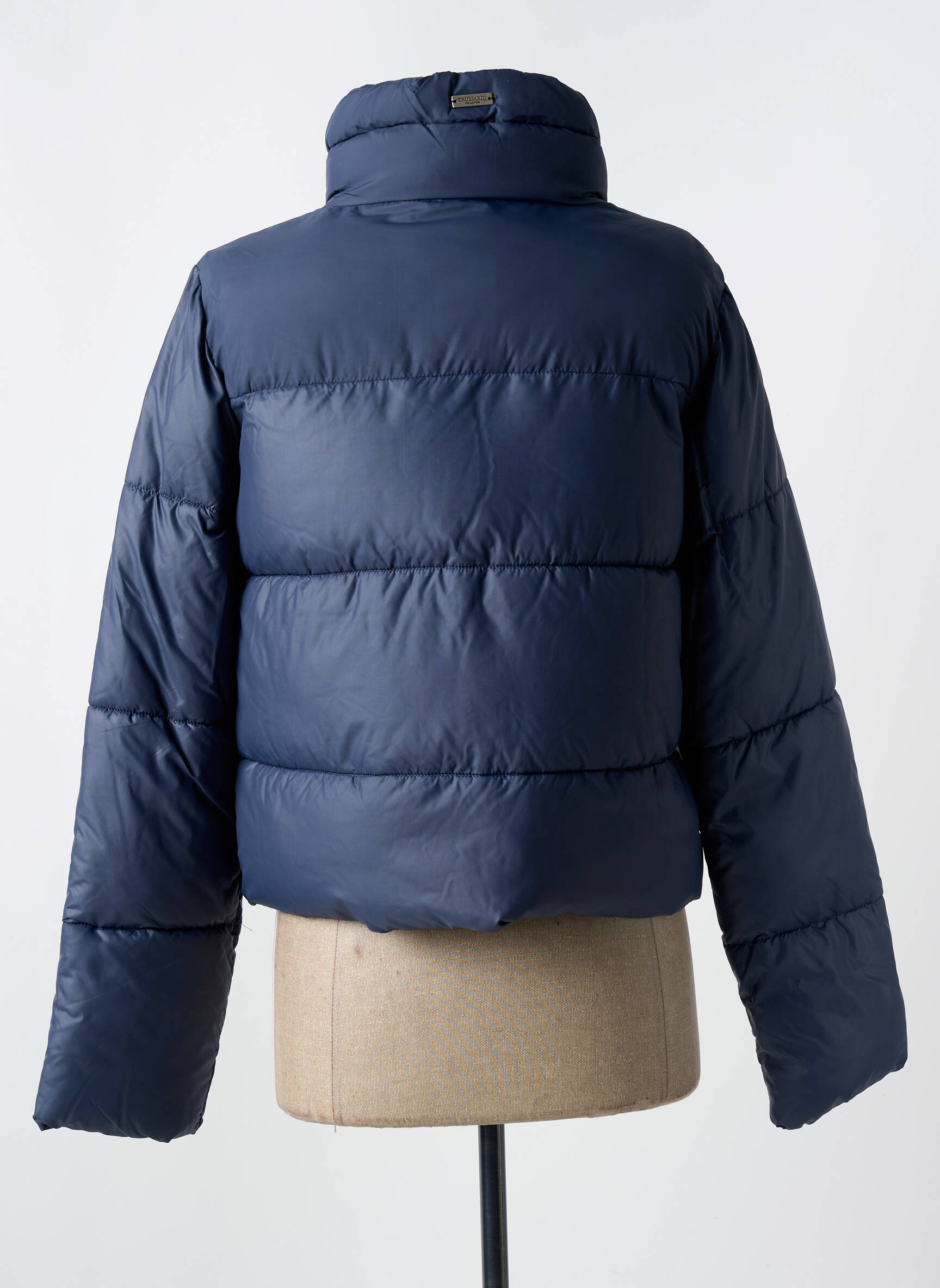 Pūkinė striukė ilgos rankovės be gobtuvų mėlyna TRUSSARDI JEANS moteris