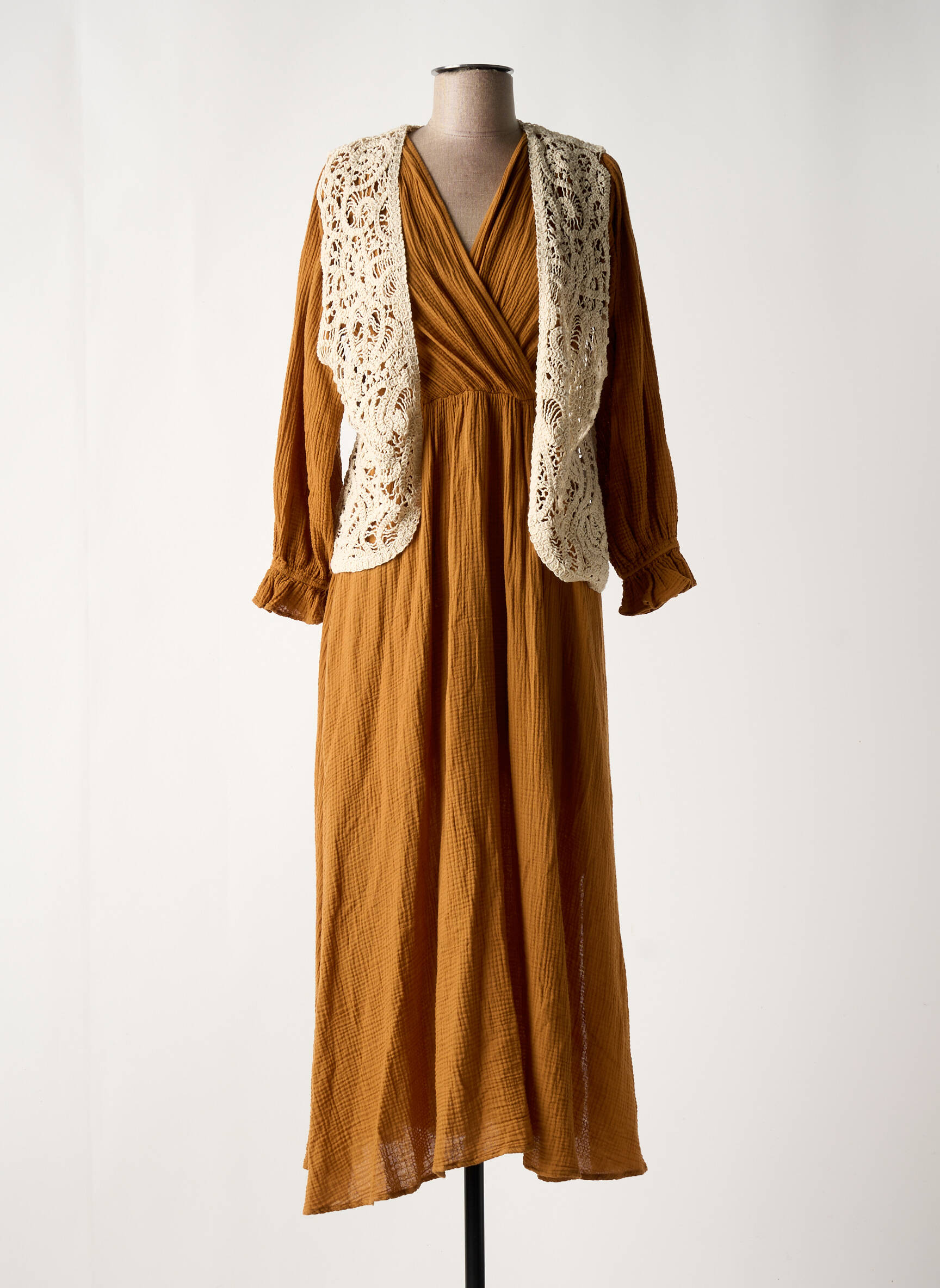 Ilga suknelė ilgos rankovės ilgos rankovės rudas LOUIZON moteris