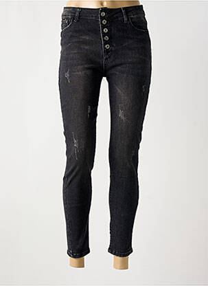 Lieknos džinsai nusidėvėjęs ir išblukęs efektas aukšta talija juodas JEANS WEAR moteris