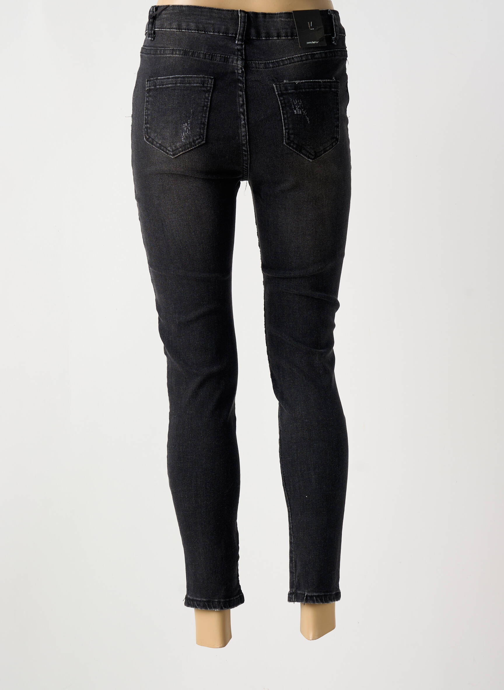 Lieknos džinsai nusidėvėjęs ir išblukęs efektas aukšta talija juodas JEANS WEAR moteris