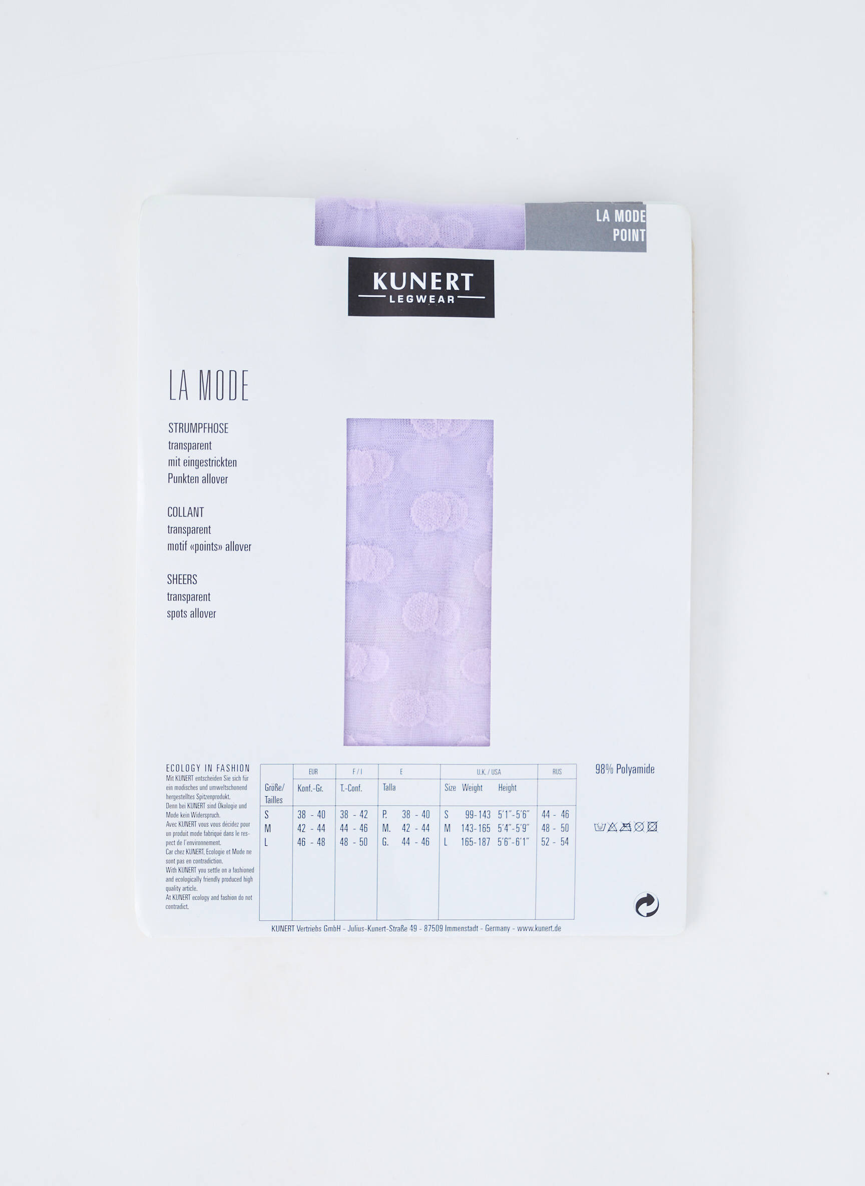 Kojinės taškinis raštas violetinis KUNERT moteris