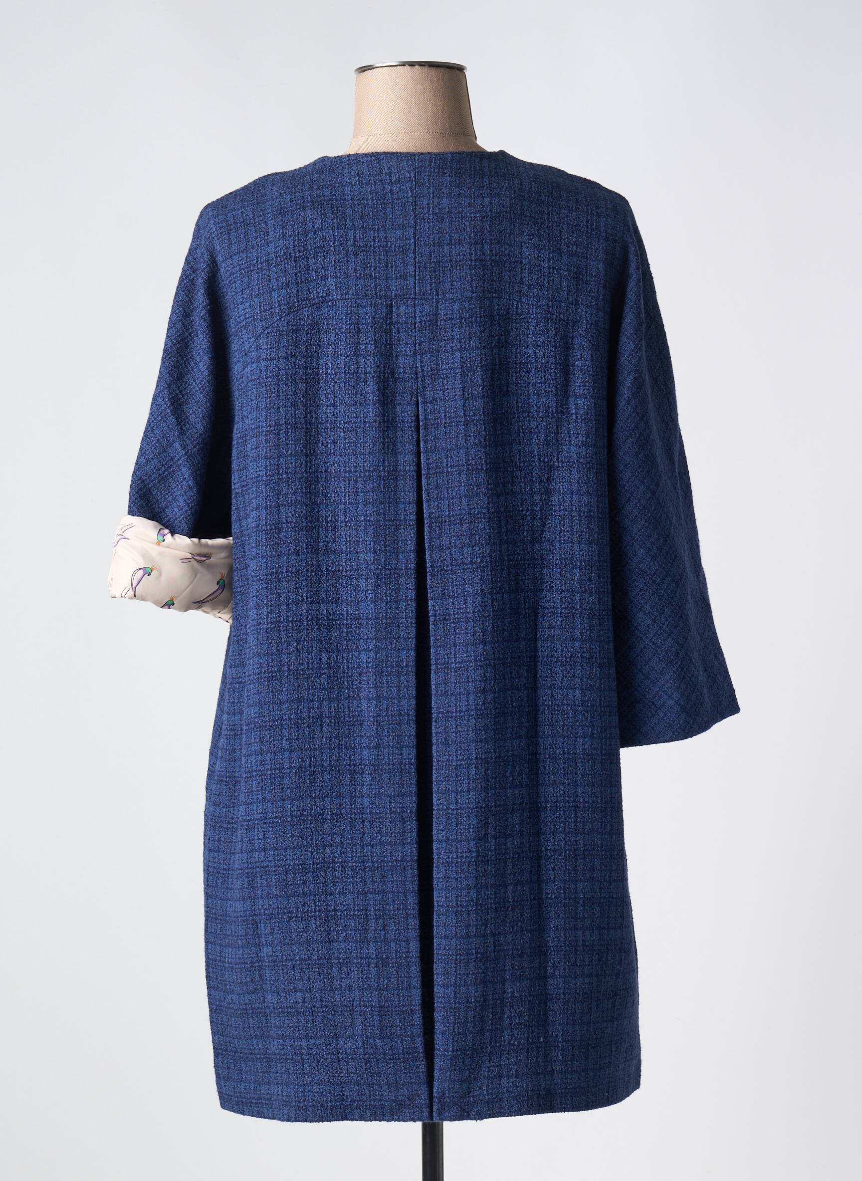Ilgas paltas tiesi kirpimas be gobtuvų mėlyna TRENCH & COAT moteris