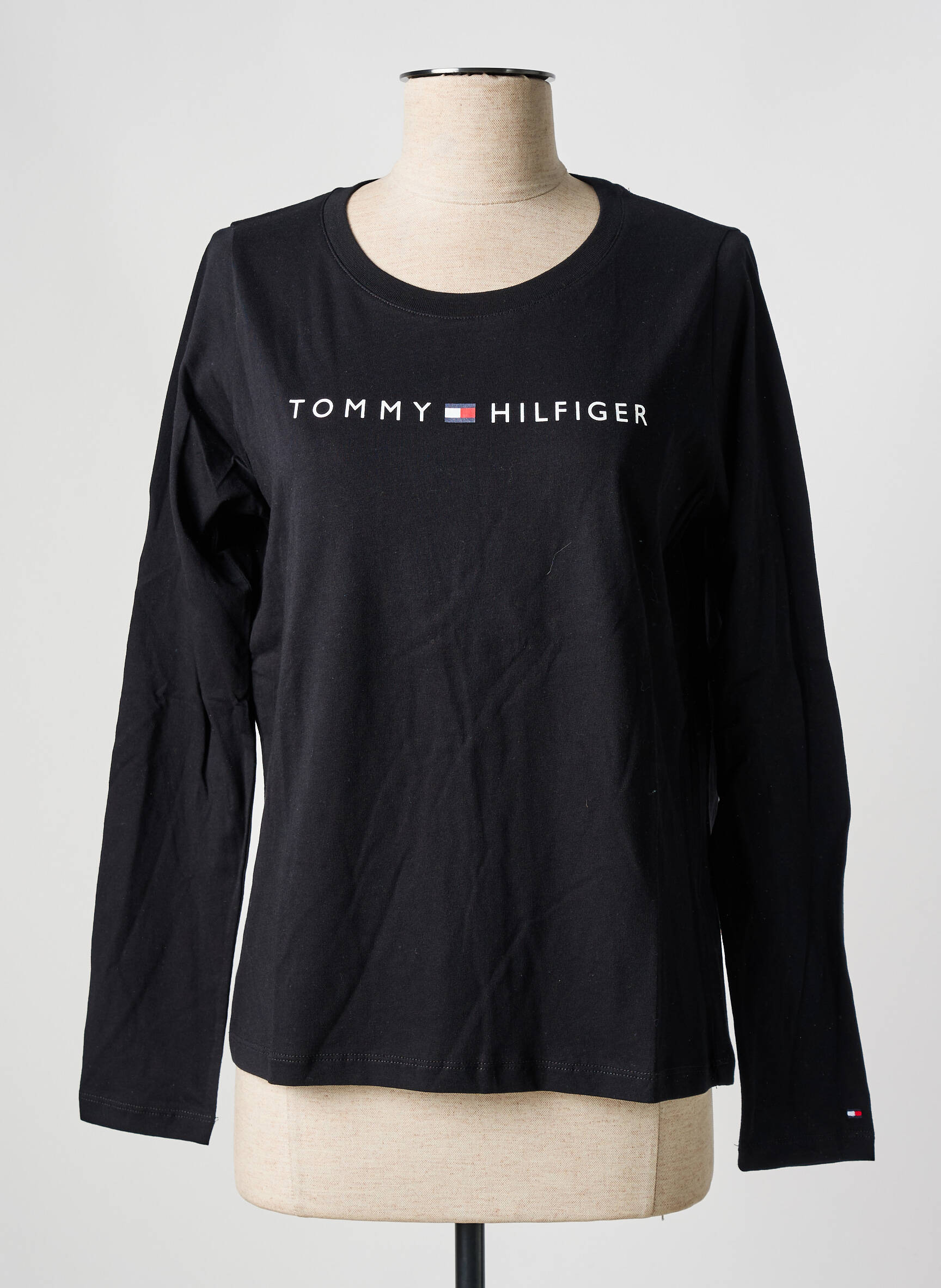 T-marškinys ilgos rankovės ilgos rankovės juodas TOMMY HILFIGER moteris