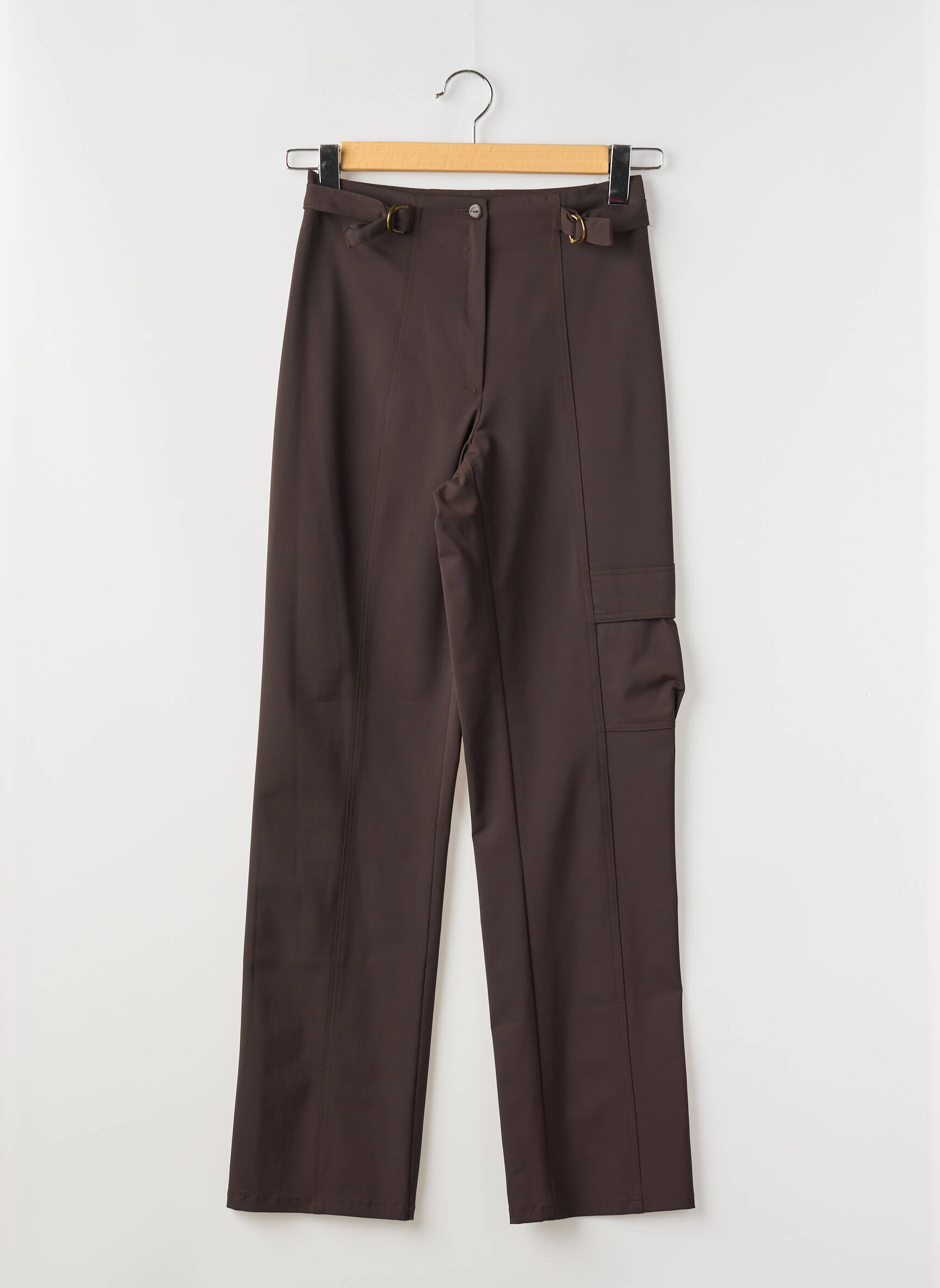 Kargo kelnė tiesi kirpimas aukšta talija rudas ROSA ROSAM moteris