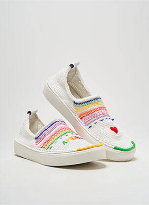 Slip-on batai apvalus mygtukas plokščias kulnas iki 3 cm baltas AMROSE moteris