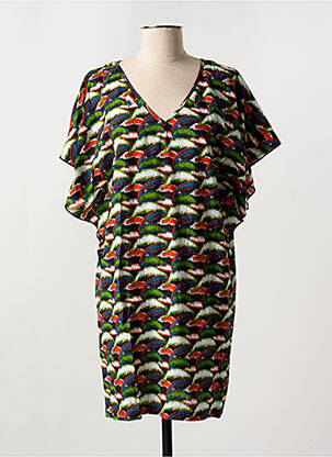 Trumpa suknelė trumpas rankovės trumpas rankovės žalias KALI YOG moteris