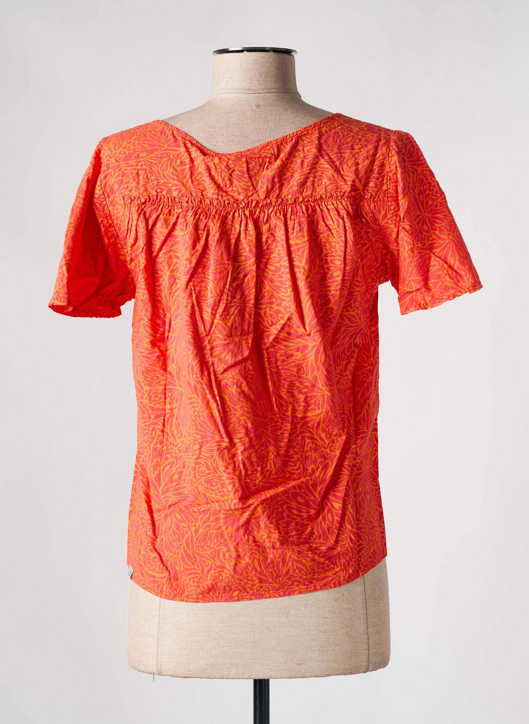 Moteriškas marškinys gėlių raštas trumpas rankovės oranžinė RAGWEAR moteris